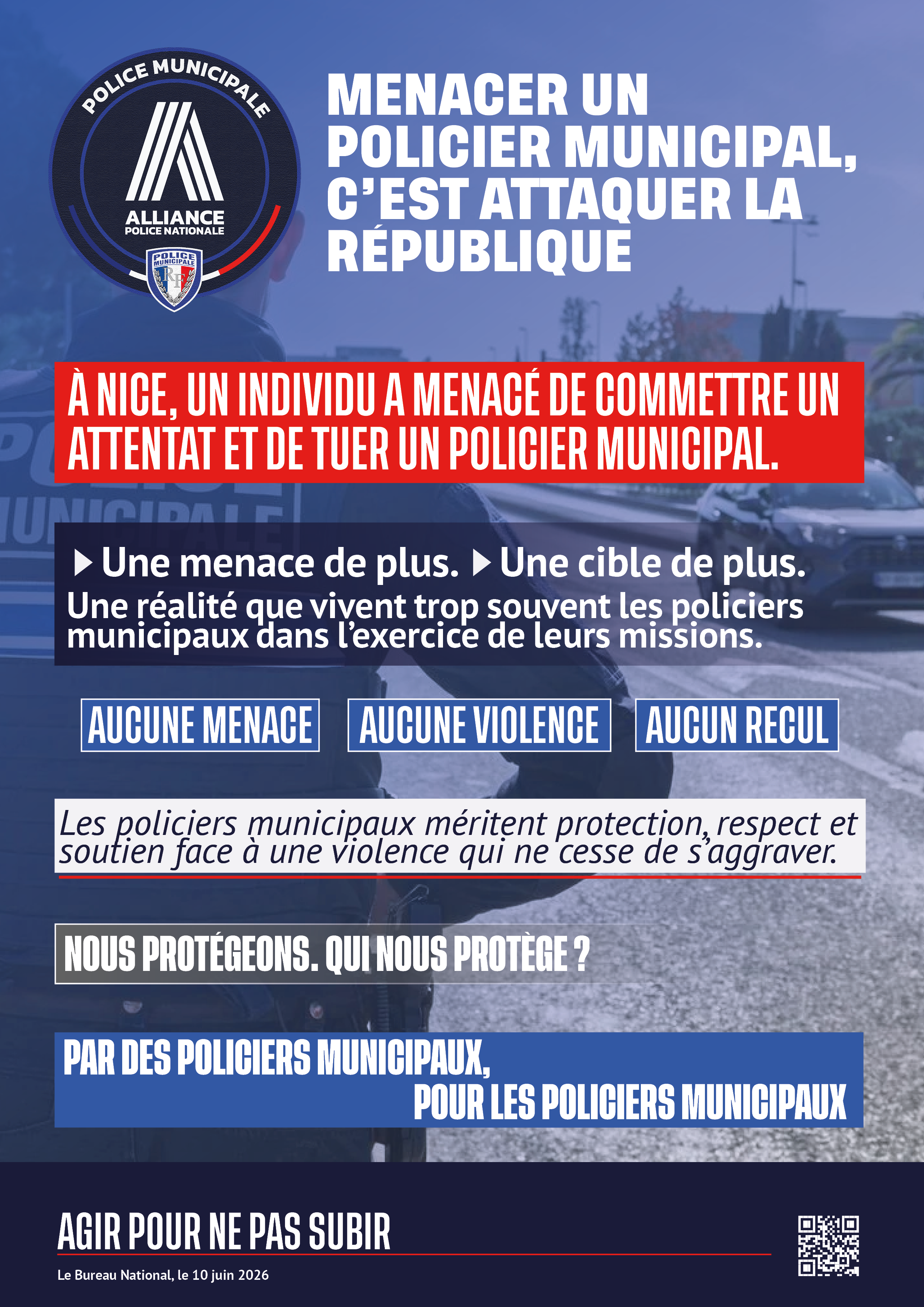 NICE UN POLICIER MUNICIPAL MENACE