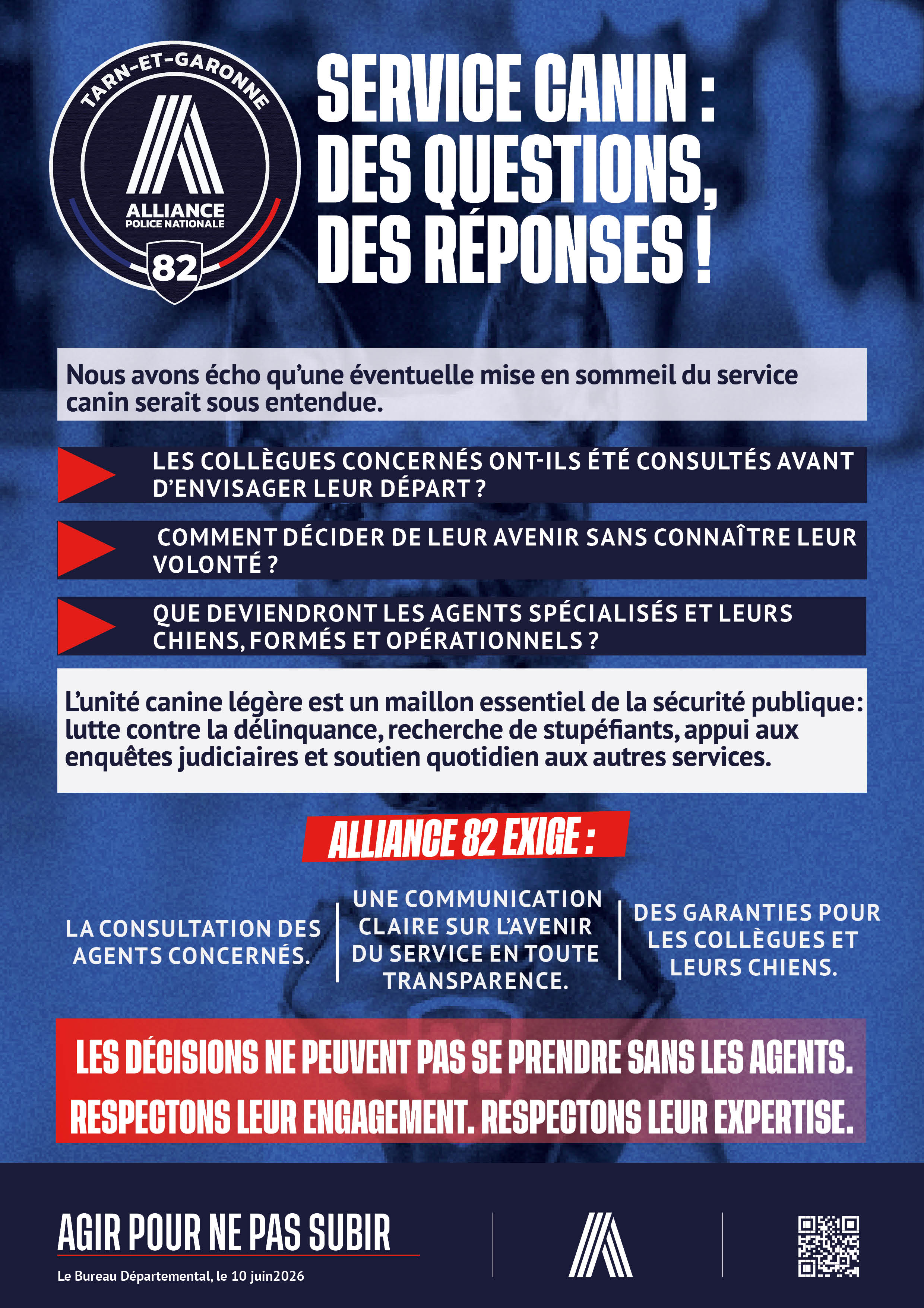 BD 82 SERVICE CANIN: DES QUESTIONS, DES REPONSES
