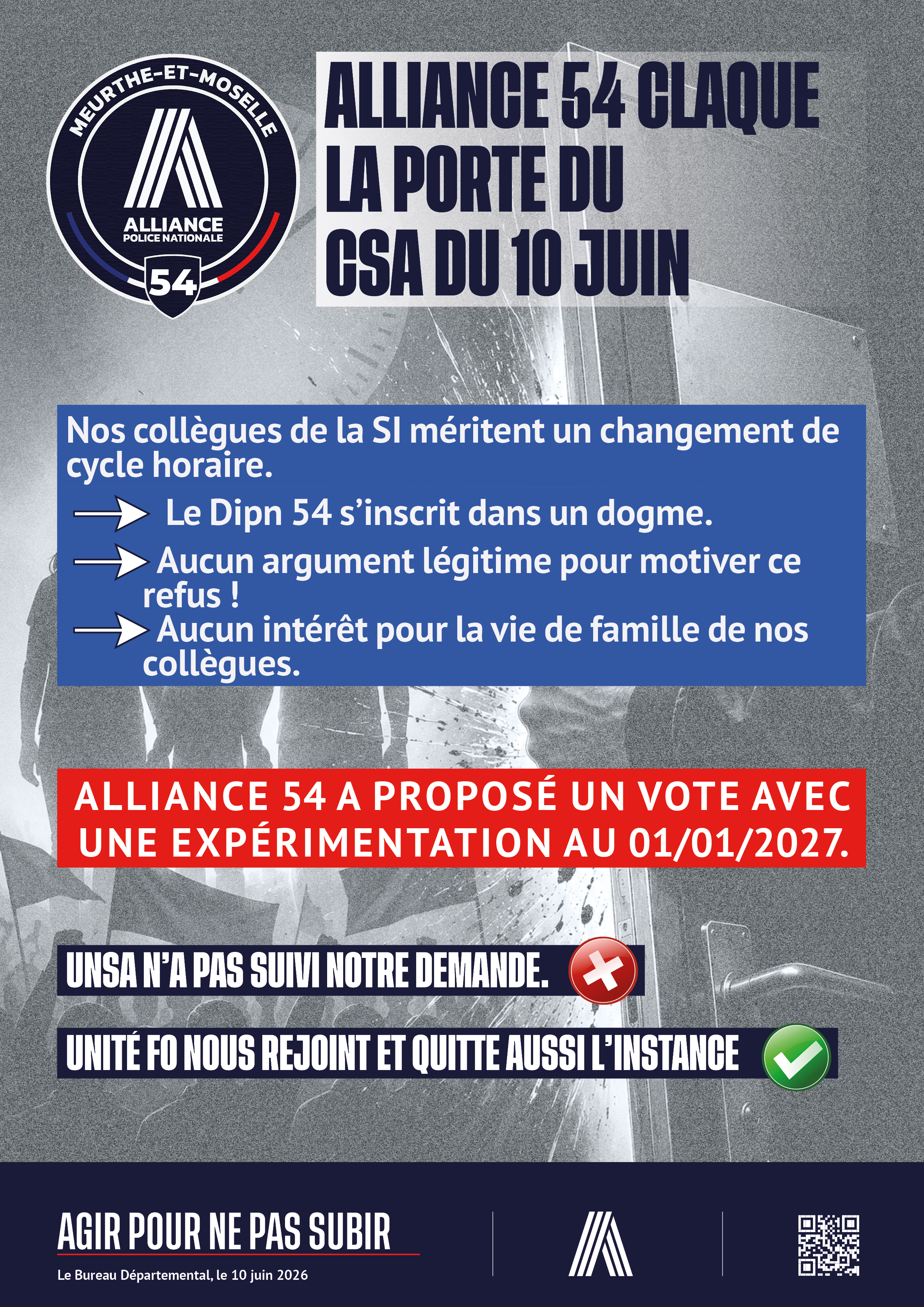 ALLIANCE 54 CLAQUE LA PORTE DU CSA