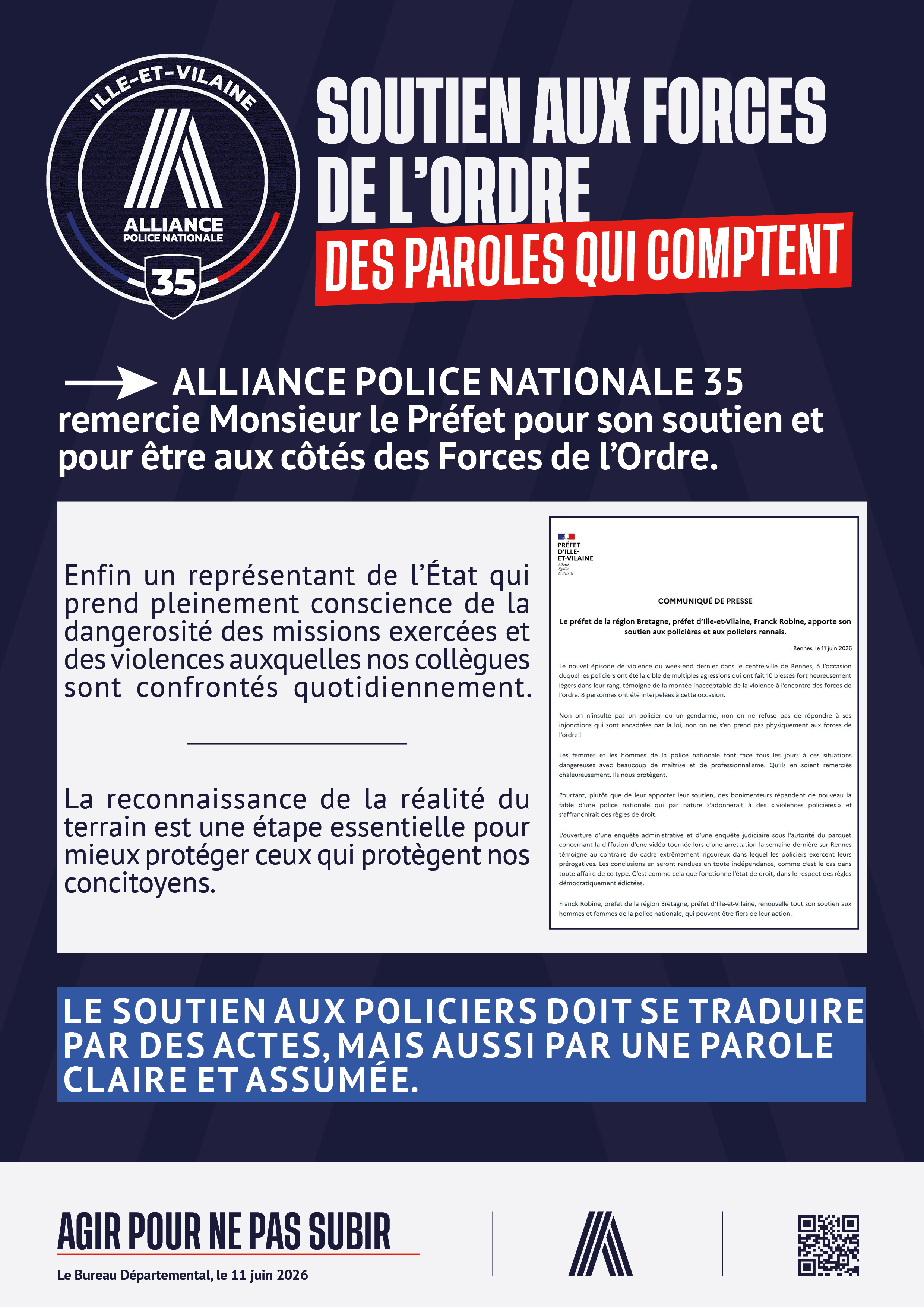 SOUTIEN AUX FORCES DE L'ORDRE DES PAROLES QUI COMPTENT