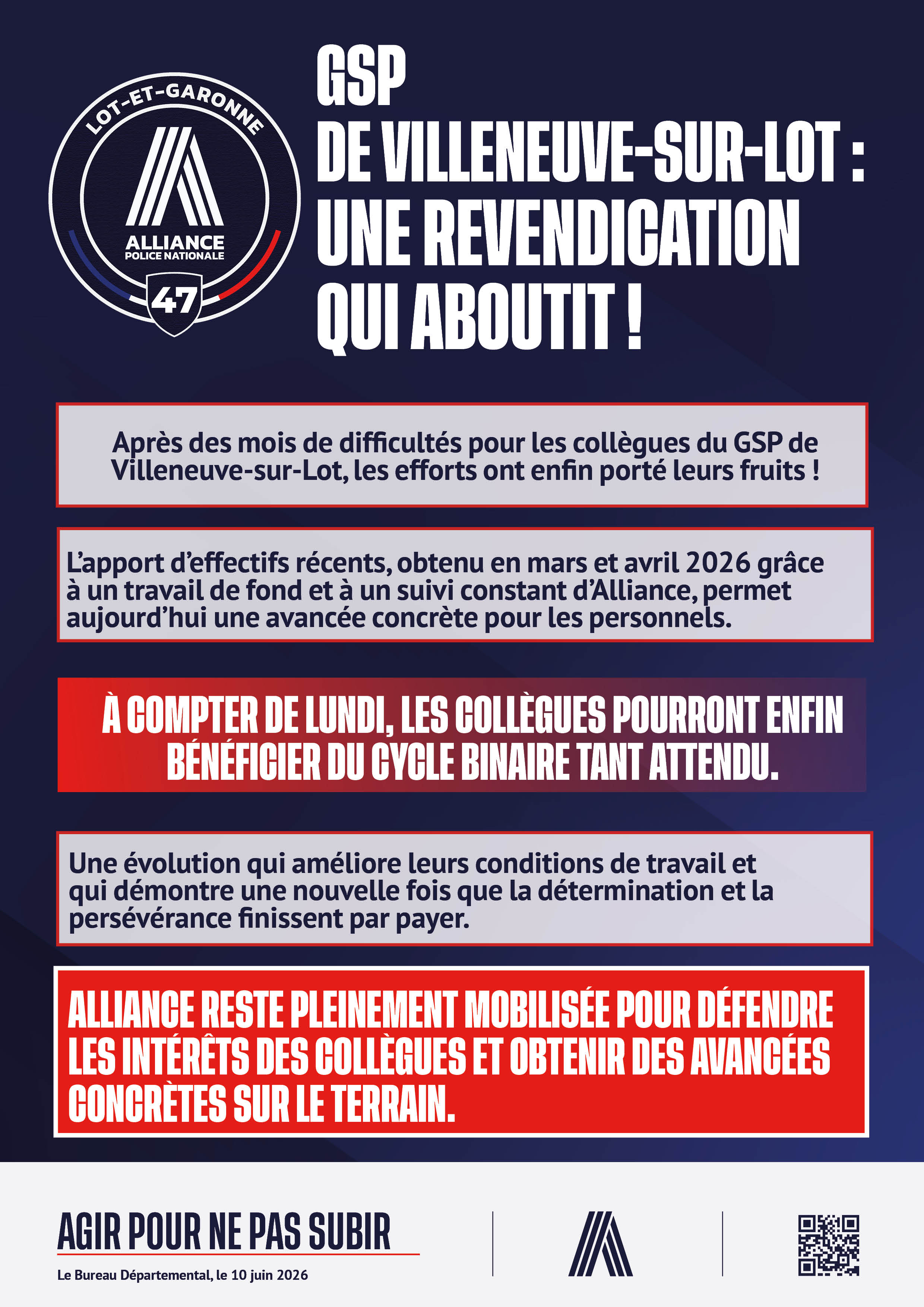 GSP DE VILLENEUVE-SUR-LOT : UNE REVENDICATION QUI ABOUTIT !