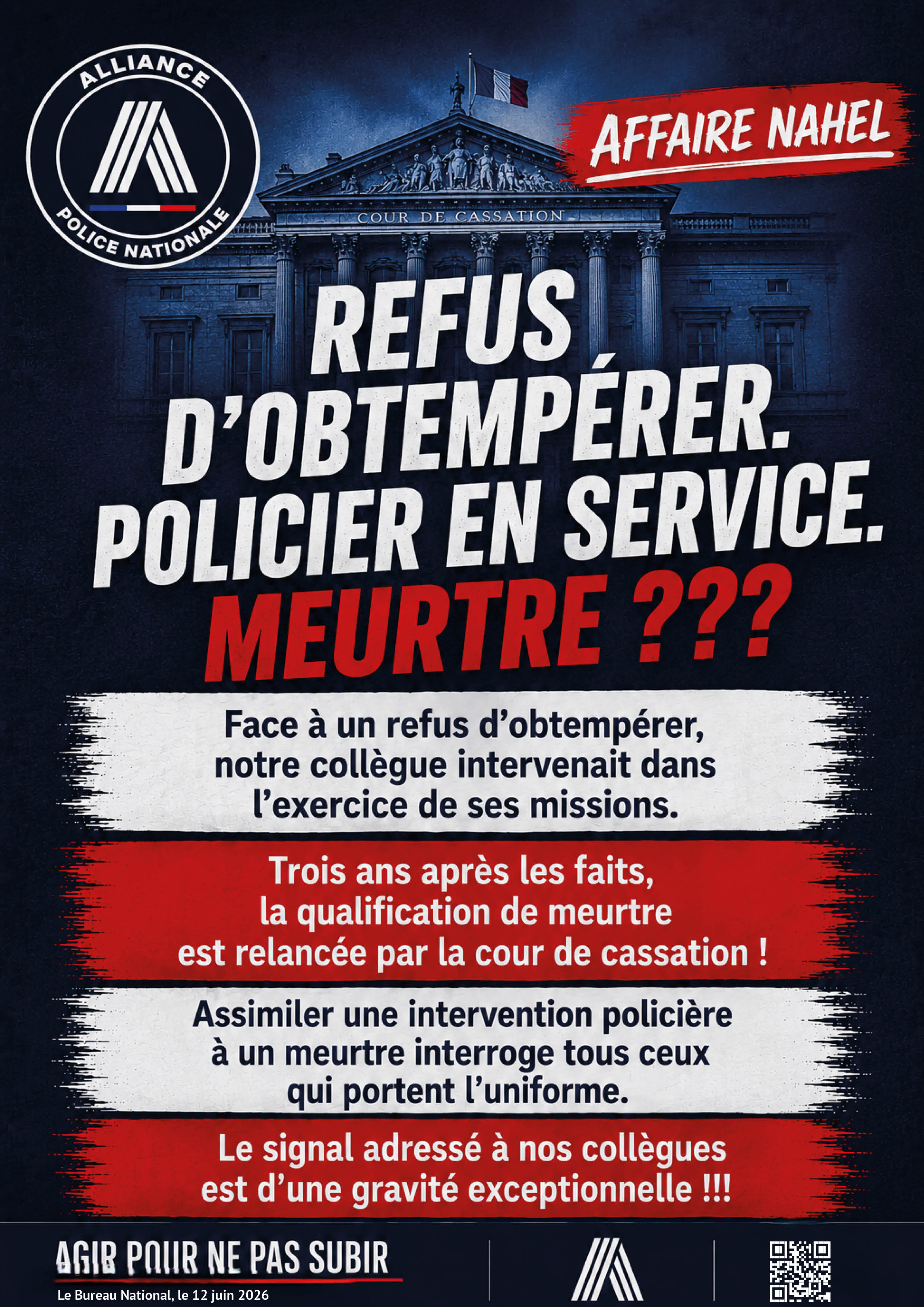 REFUS D’OBTEMPÉRER. POLICIER EN SERVICE. MEURTRE ???