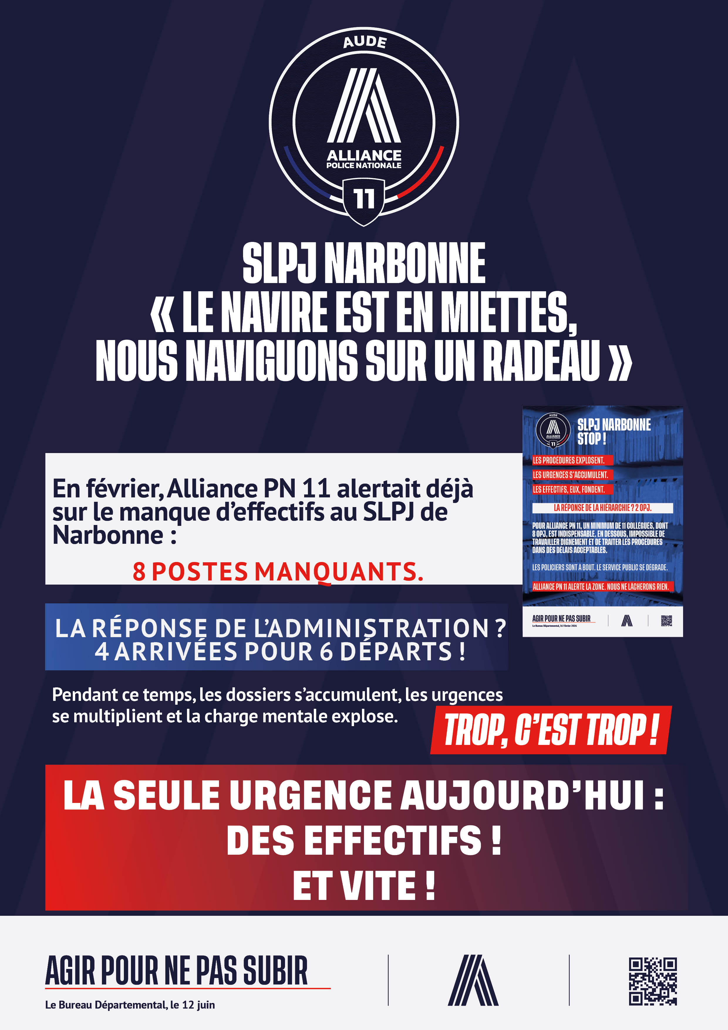 SLPJ NARBONNE « LE NAVIRE EST EN MIETTES, NOUS NAVIGUONS SUR UN RADEAU »