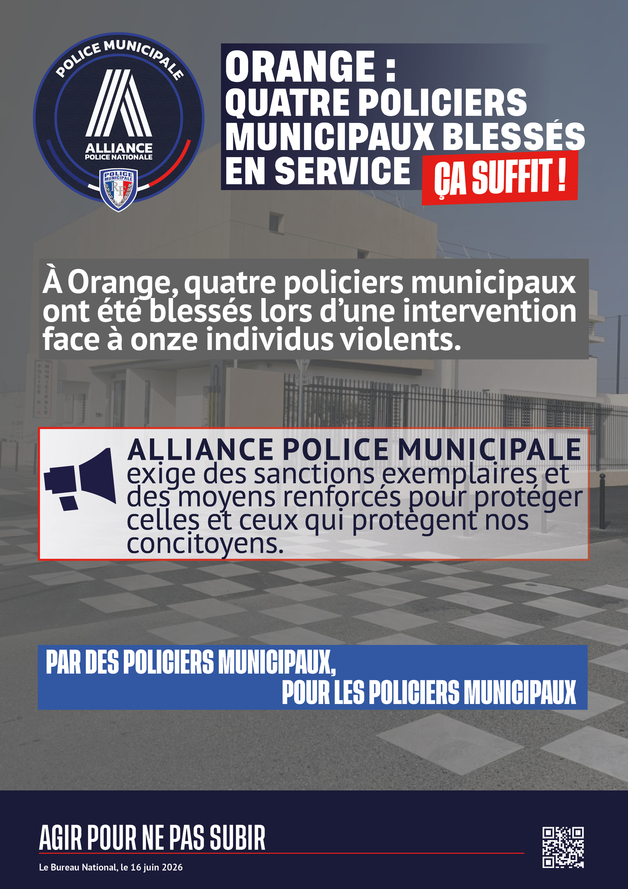 ORANGE 4 POLICIERS MUNICIPAUX BLESSES