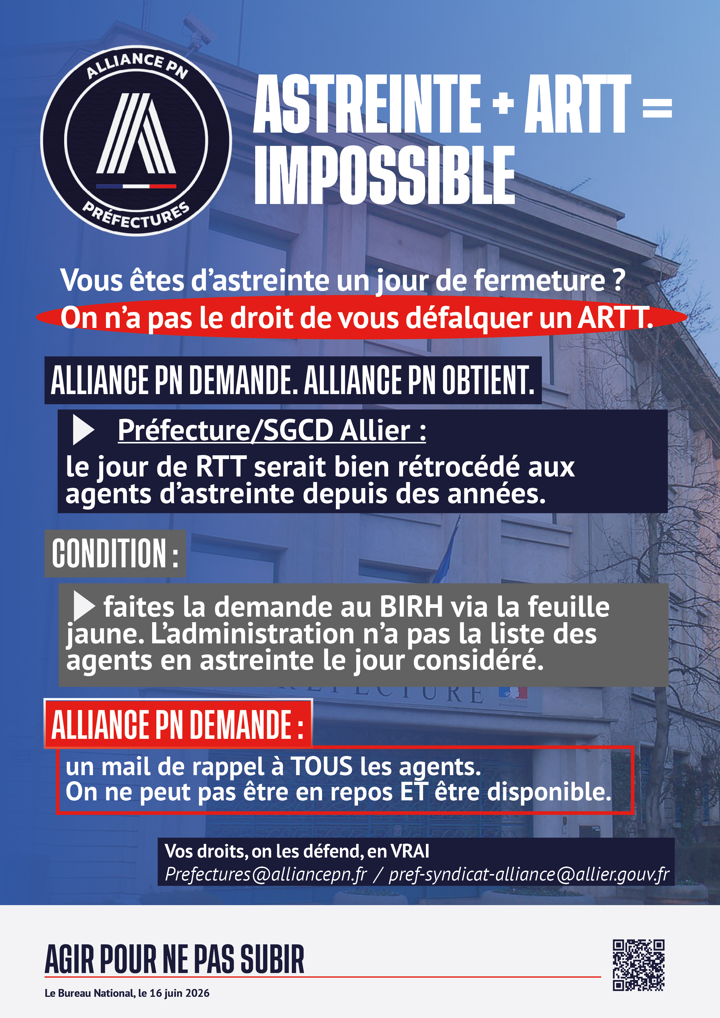 ASTREINTE + RTT = IMPOSSIBLE