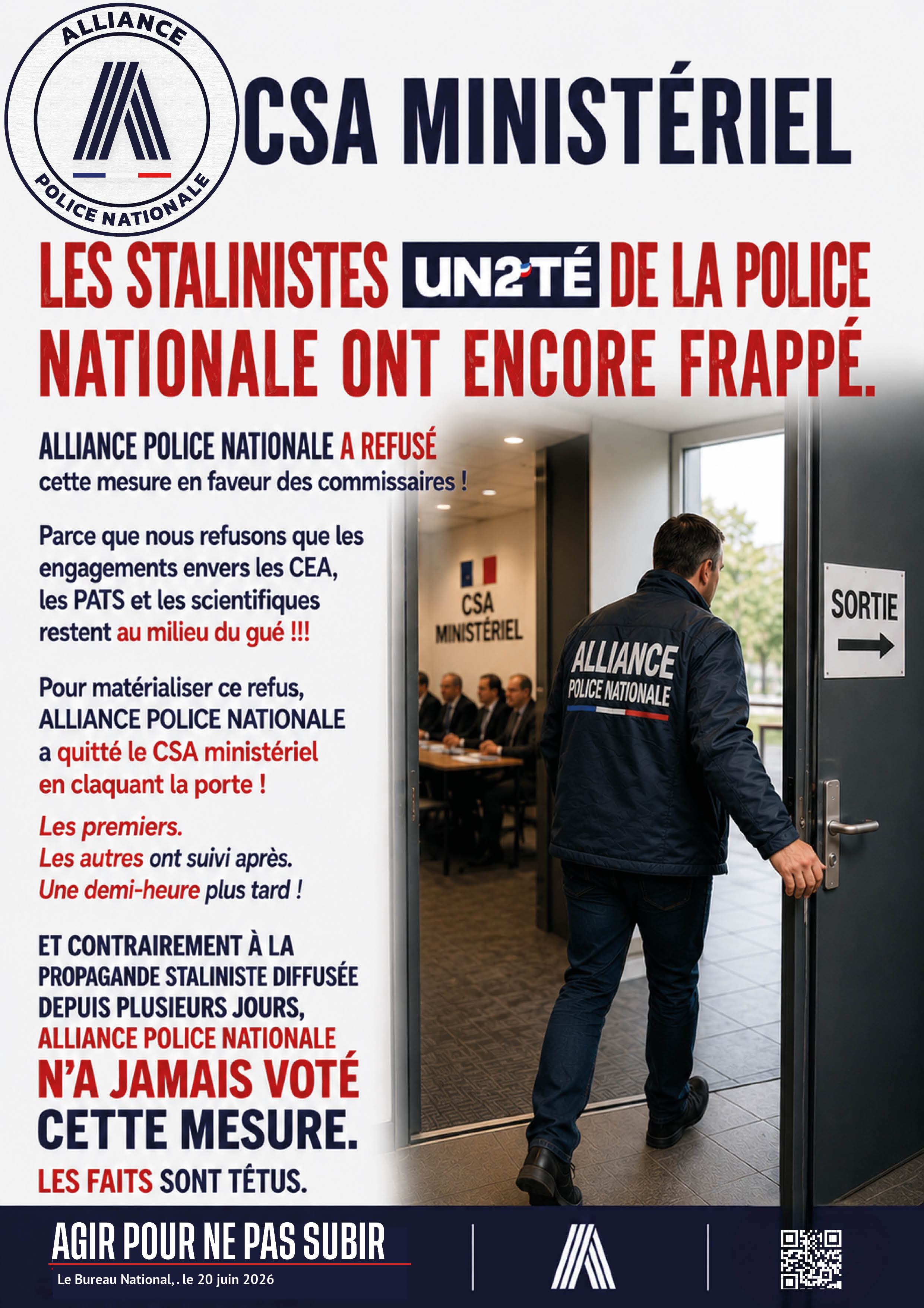 CSA MINISTÉRIEL LES STALINISTES DE LA POLICE NATIONALE ONT ENCORE FRAPPÉ.