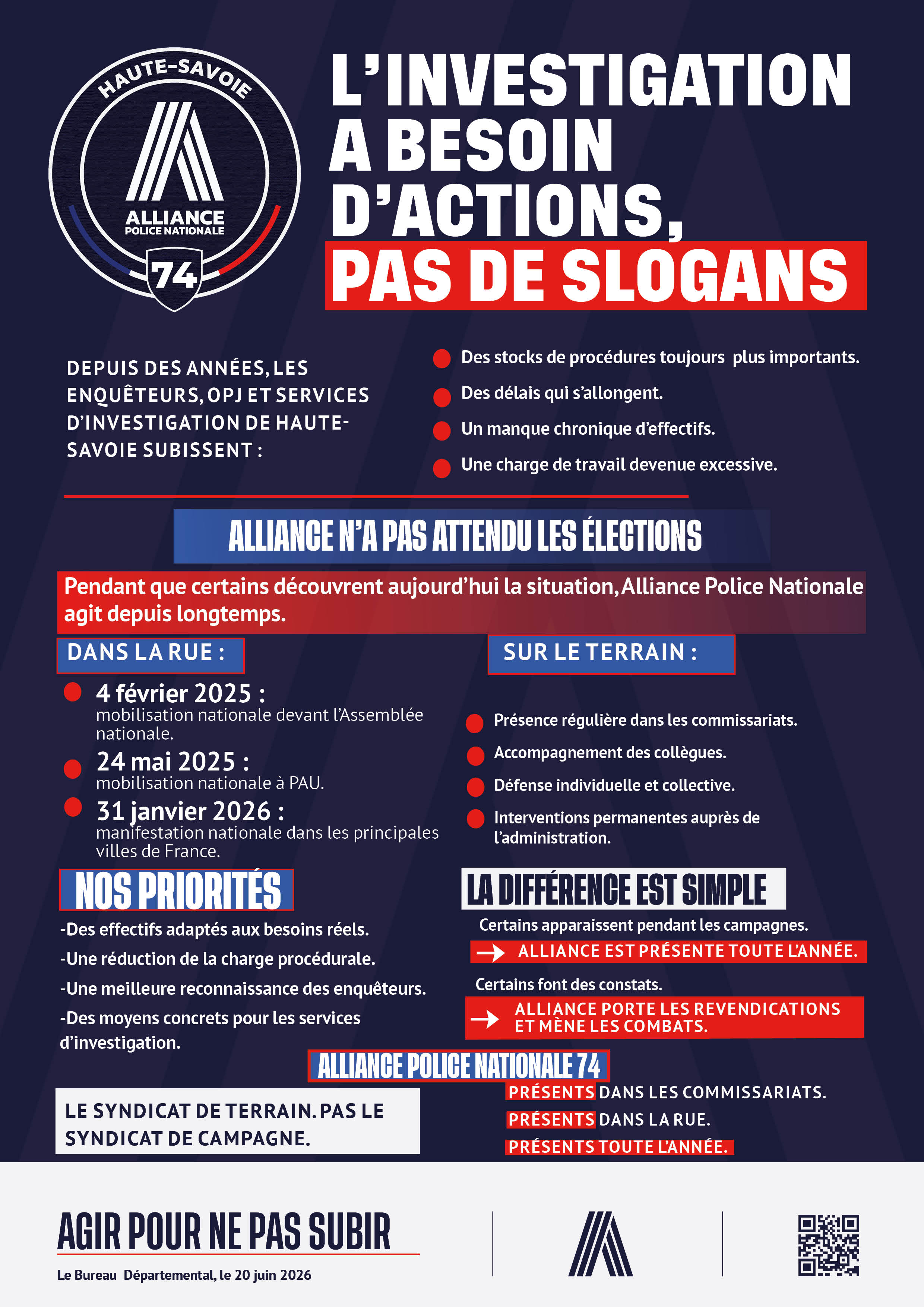 L’INVESTIGATION A BESOIN D’ACTIONS, PAS DE SLOGANS