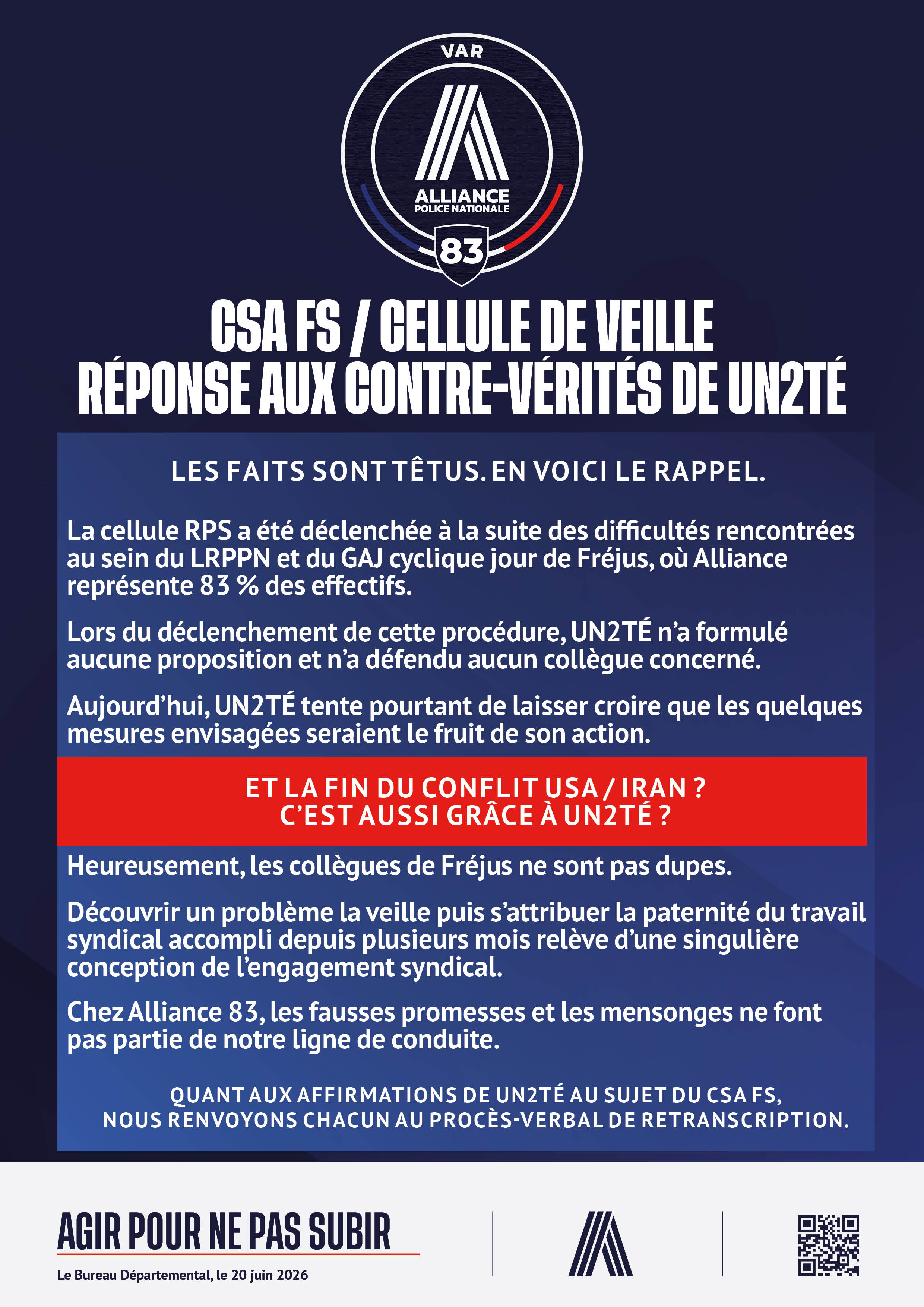 CSA FS / CELLULE DE VEILLE RÉPONSE AUX CONTRE-VÉRITÉS DE UN2TÉ