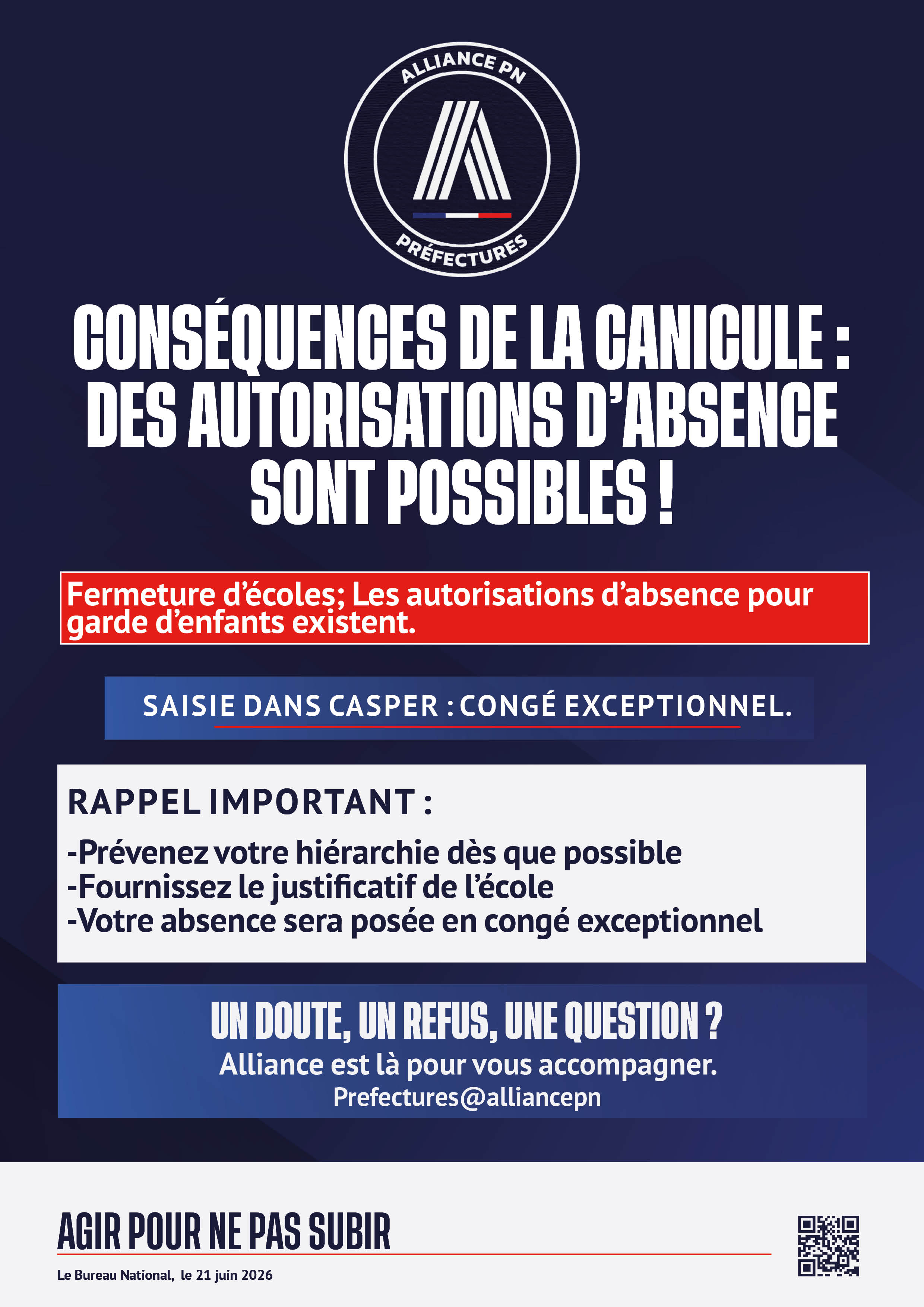 CONSÉQUENCES DE LA CANICULE : des autorisations d'absence sont possibles !