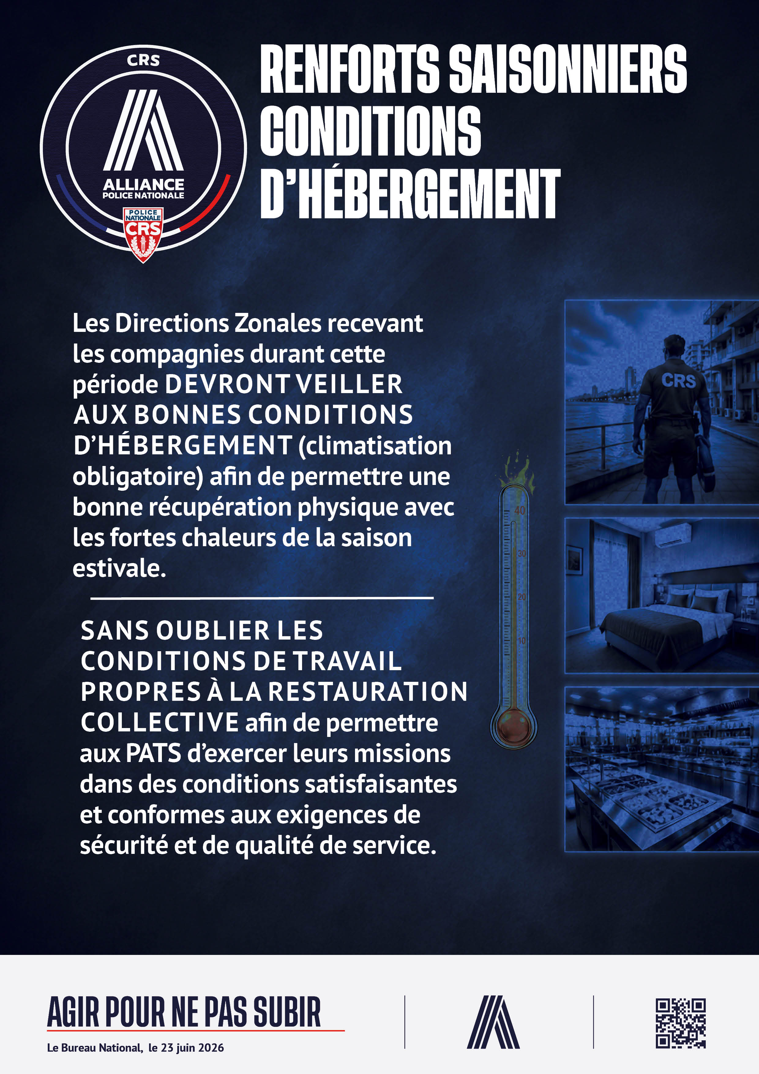 RENFORTS SAISONNIERS Conditions d’hébergement