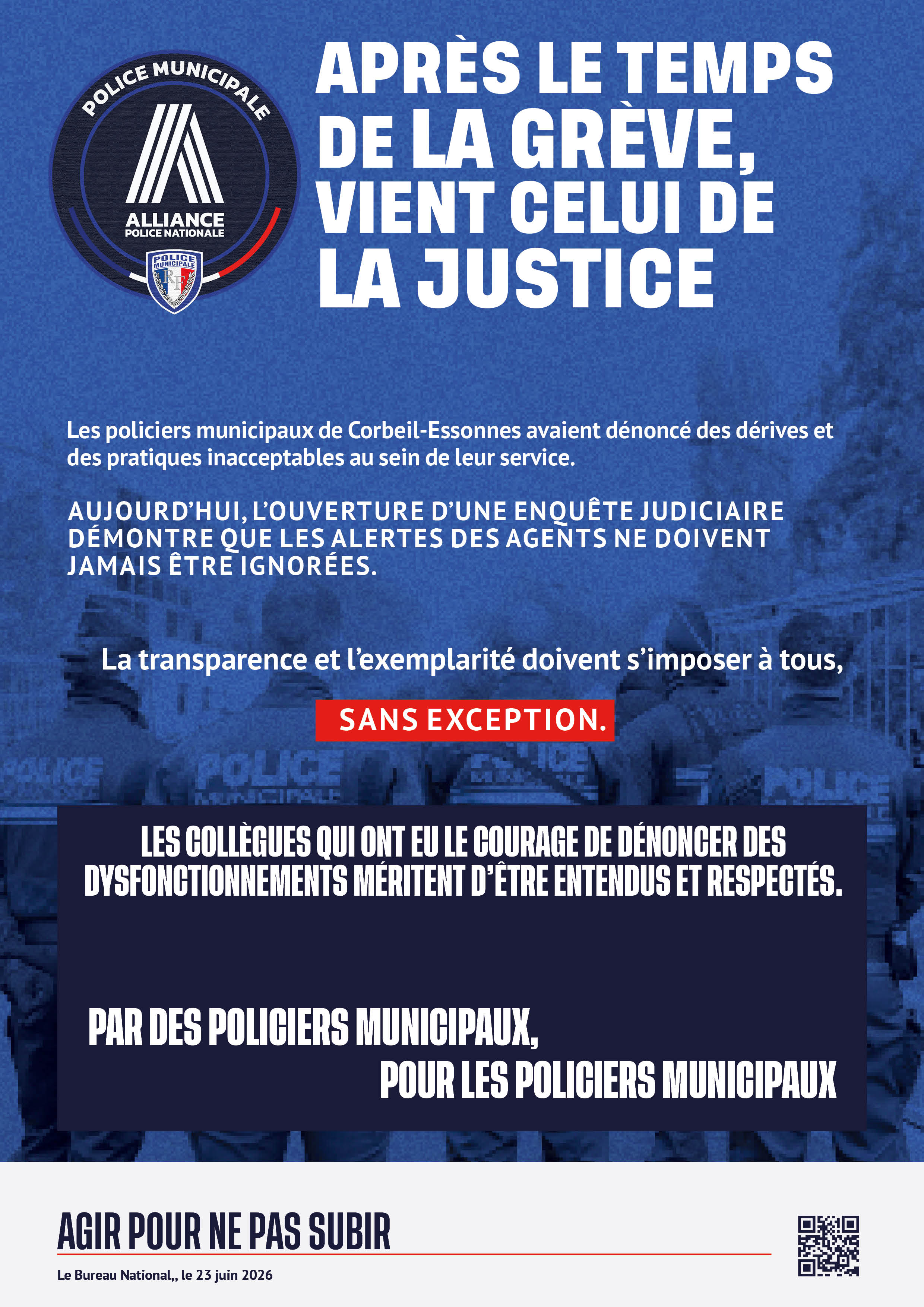 APRÈS LE TEMPS DE LA GRÈVE, VIENT CELUI DE LA JUSTICE