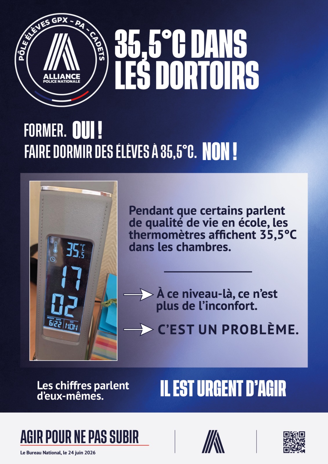 35,5°C DANS LES DORTOIRS.
