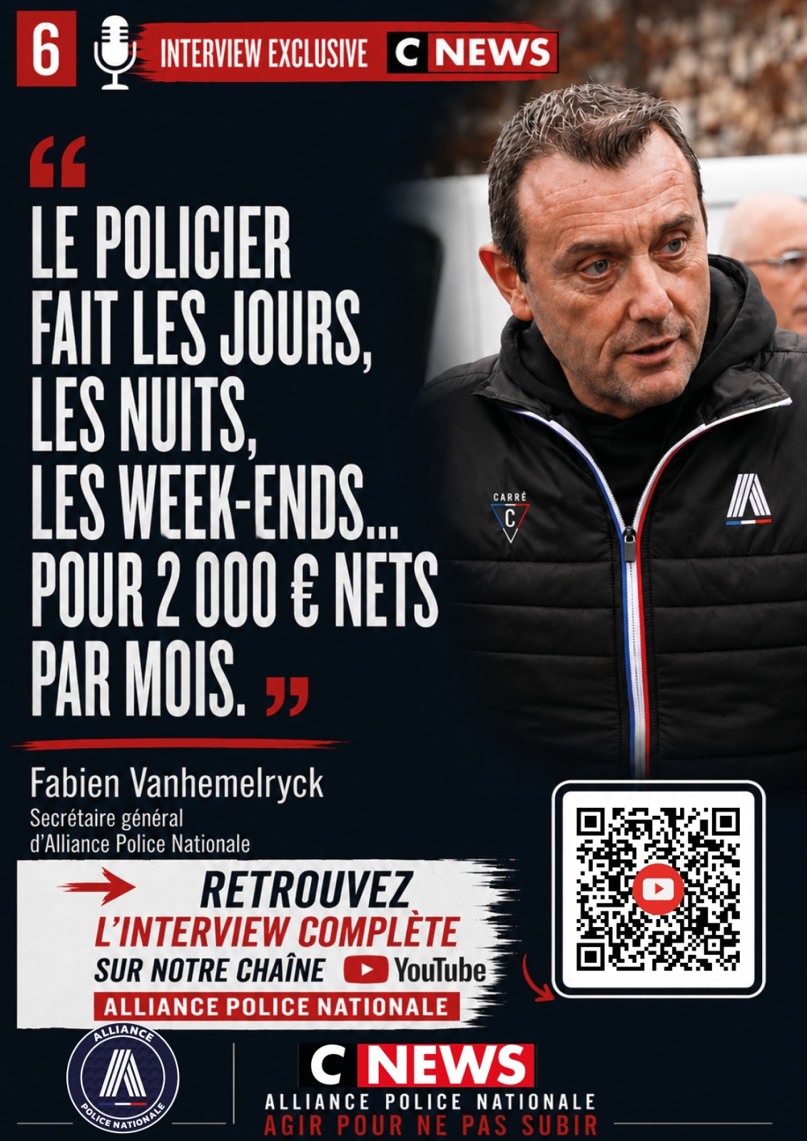 LE POLICIER FAIT LES JOURS, LES NUITS, LES WEEK-ENDS POUR 2000 EUROS NETS PAR MOIS.