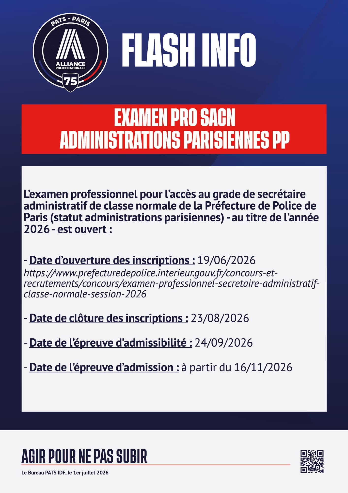 EXAM SACN ADM PARISIENNE
