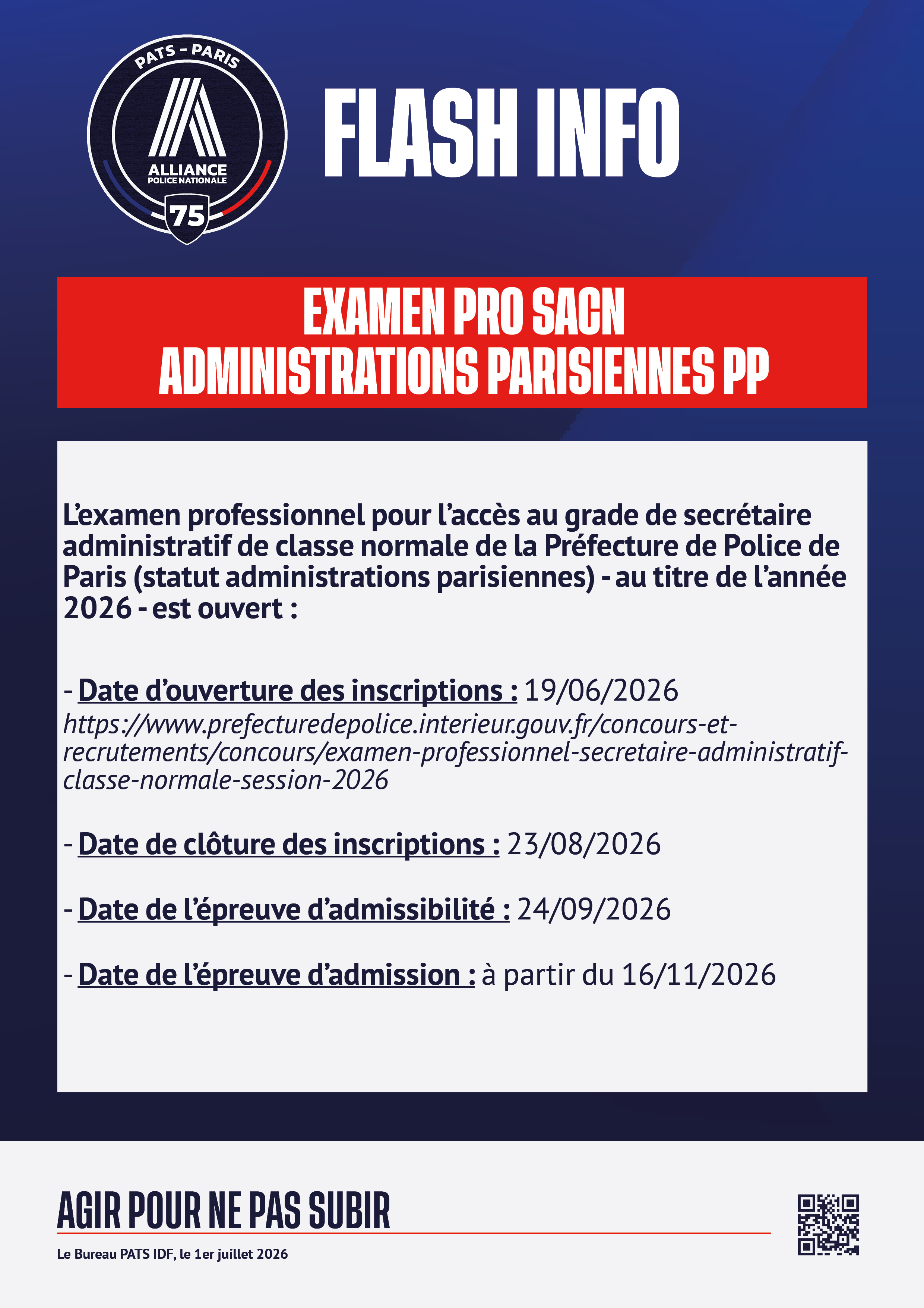 EXAM SACN ADM PARISIENNE