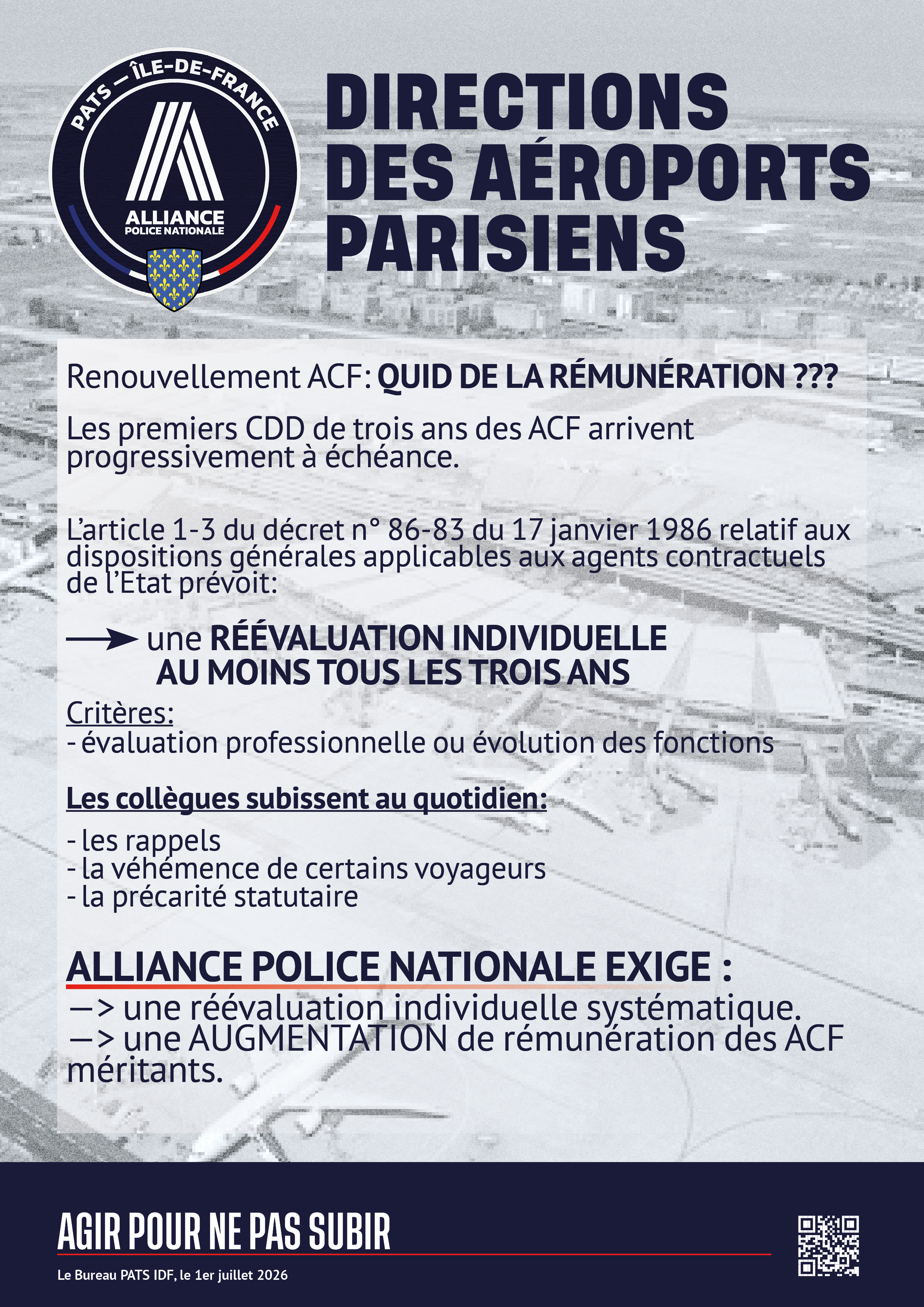 RENOUVELLEMENT ACF, QUID DE LA REMUNERATION ?