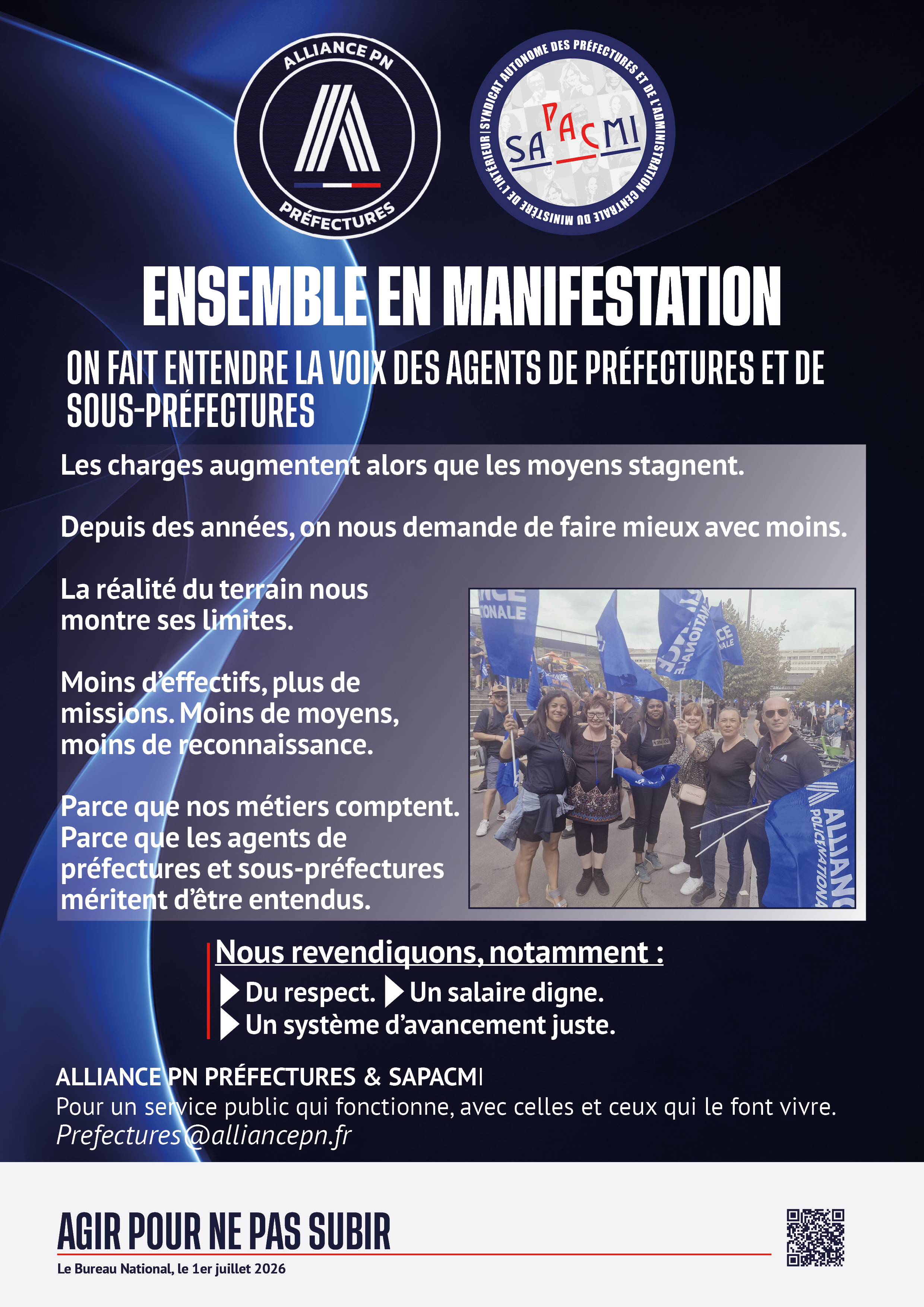 ALLIANCE PREF ET SAPACMI ENSEMBLE EN MANIFESTATION