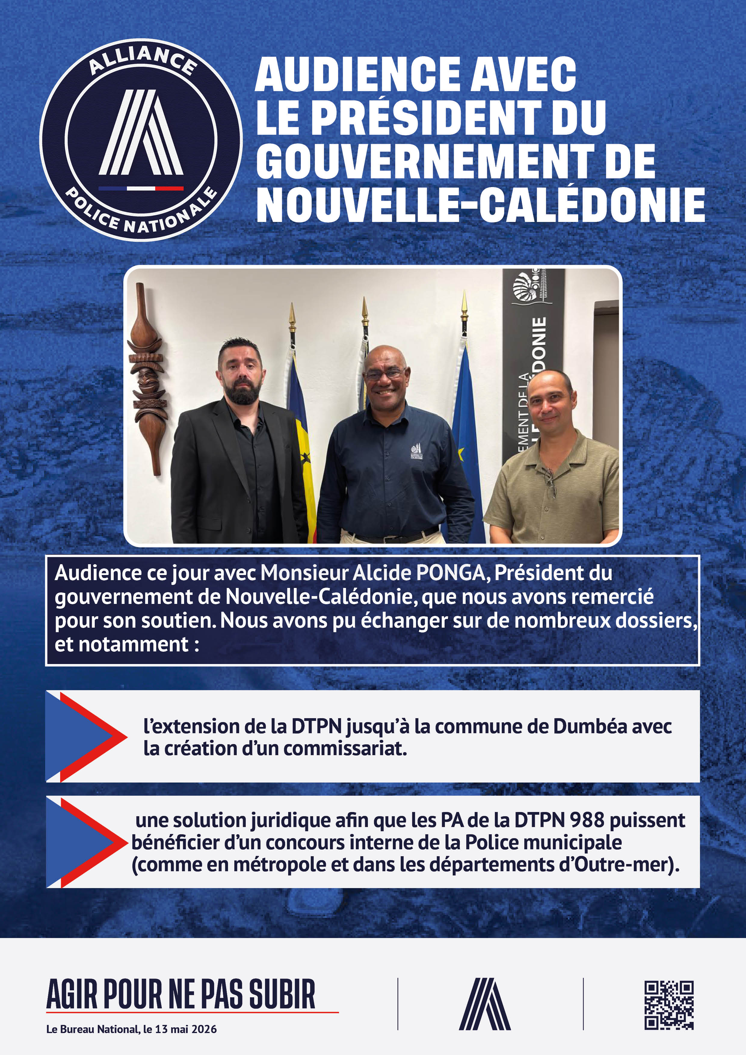 AUDIENCE AVEC LE PRésident du gouvernement de la nouvelle-calédonie
