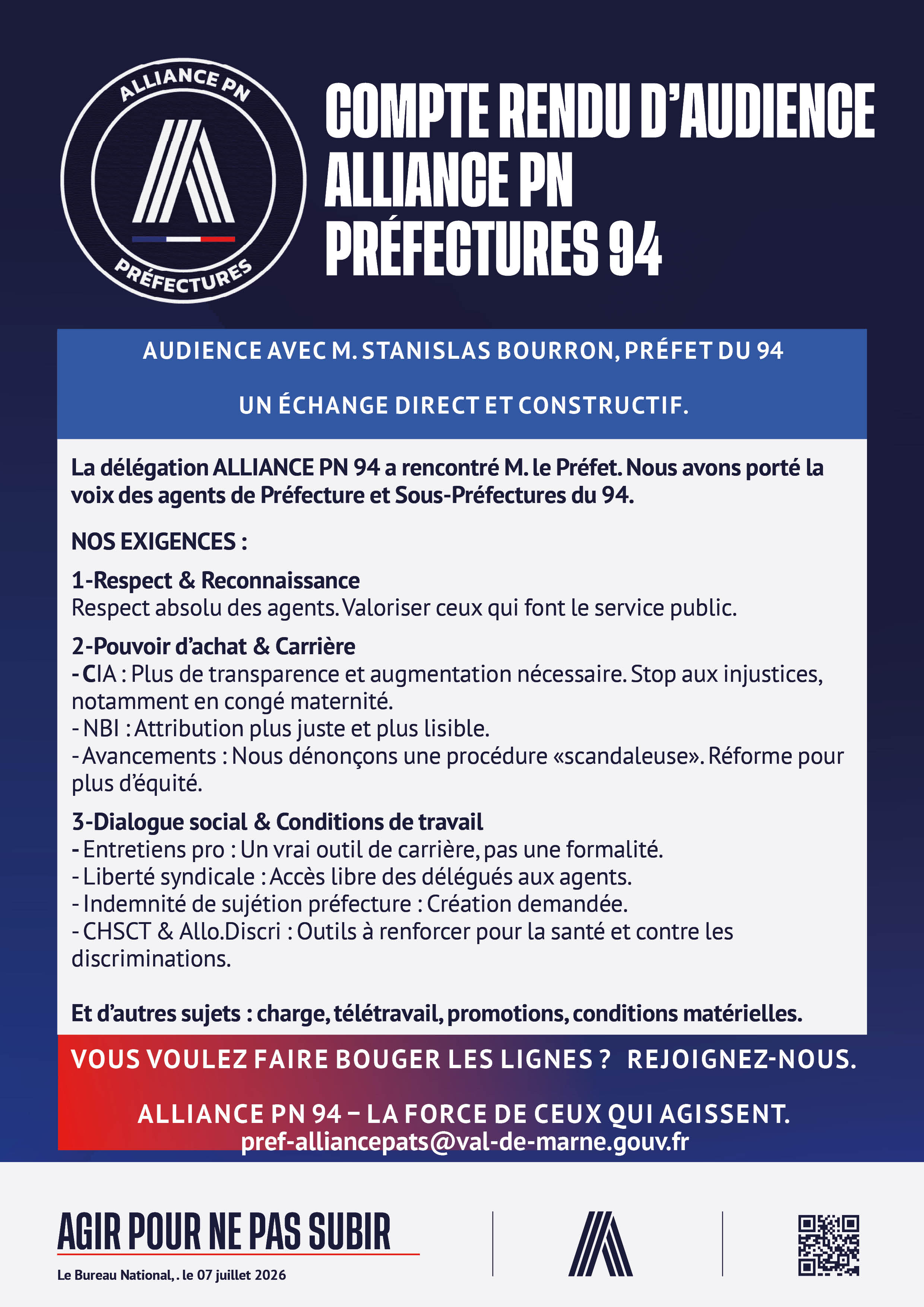 COMPTE RENDU D’AUDIENCE ALLIANCE PN PRÉFECTURES 94