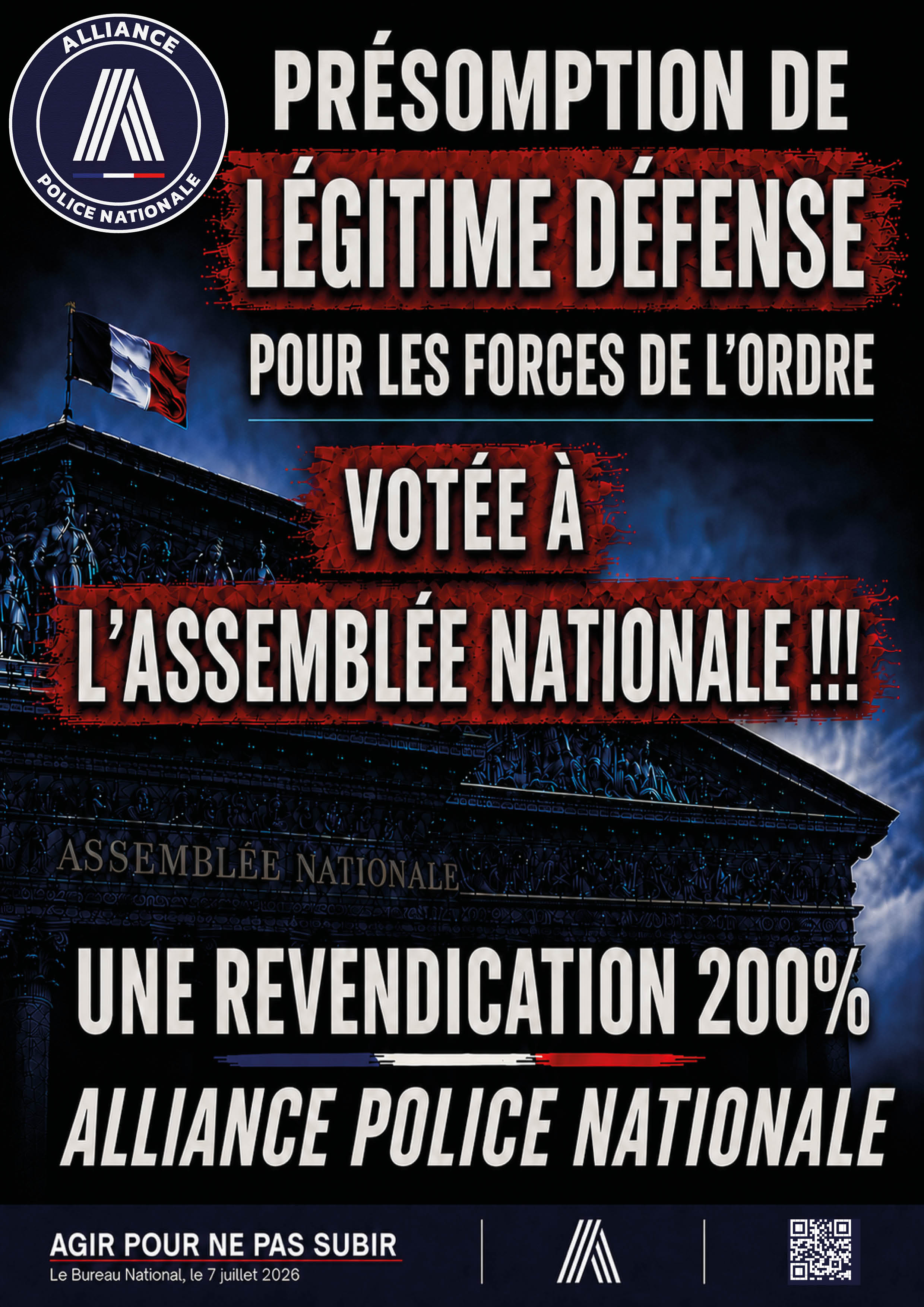 Présomption de légitime défense pour les forces de l’ordre Voté à l’assemblée nationale !!! Une victoire 200% alliance police nationale