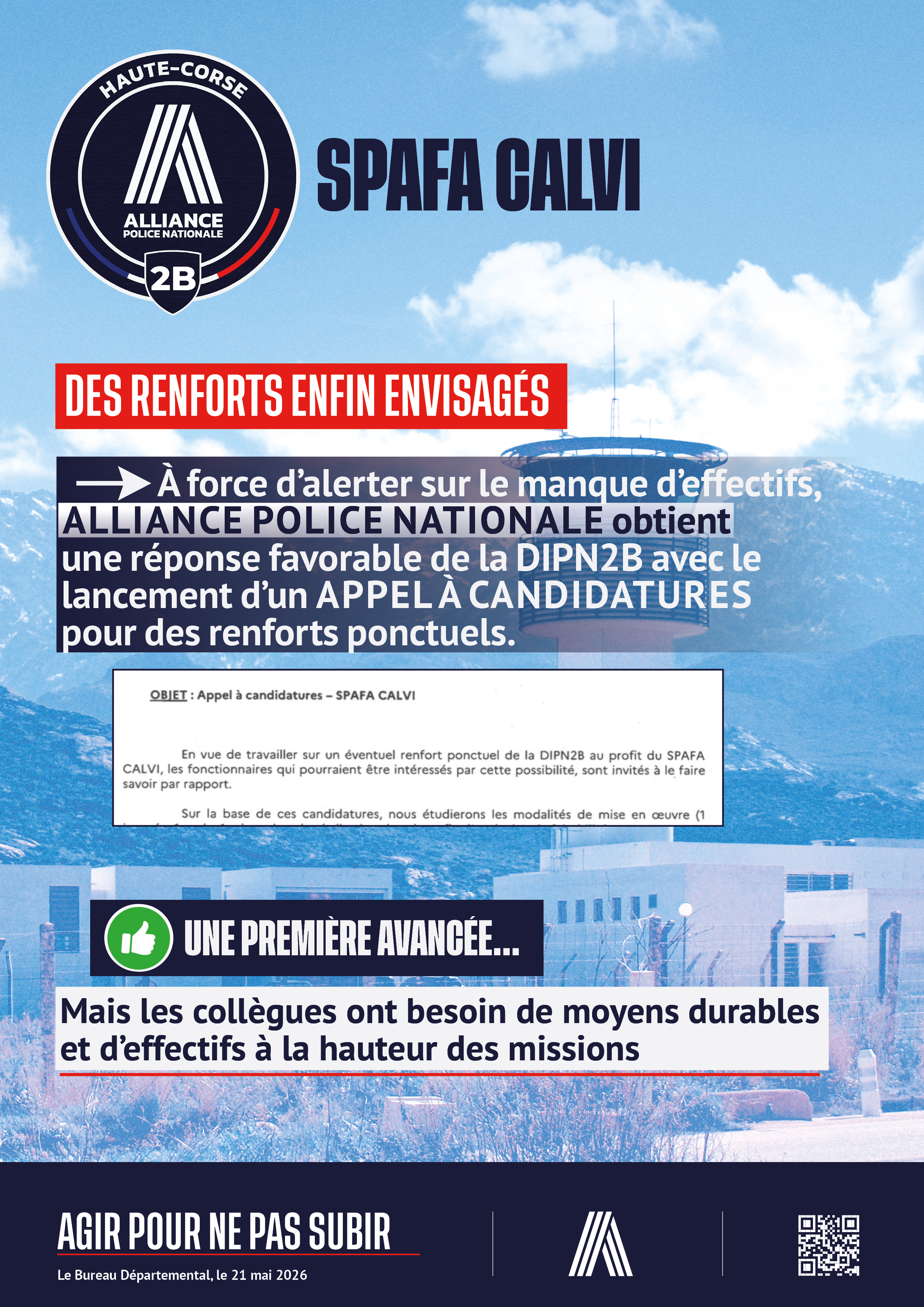 SPAFA CALVI : DES RENFORTS ENFIN ENVISAGÉS