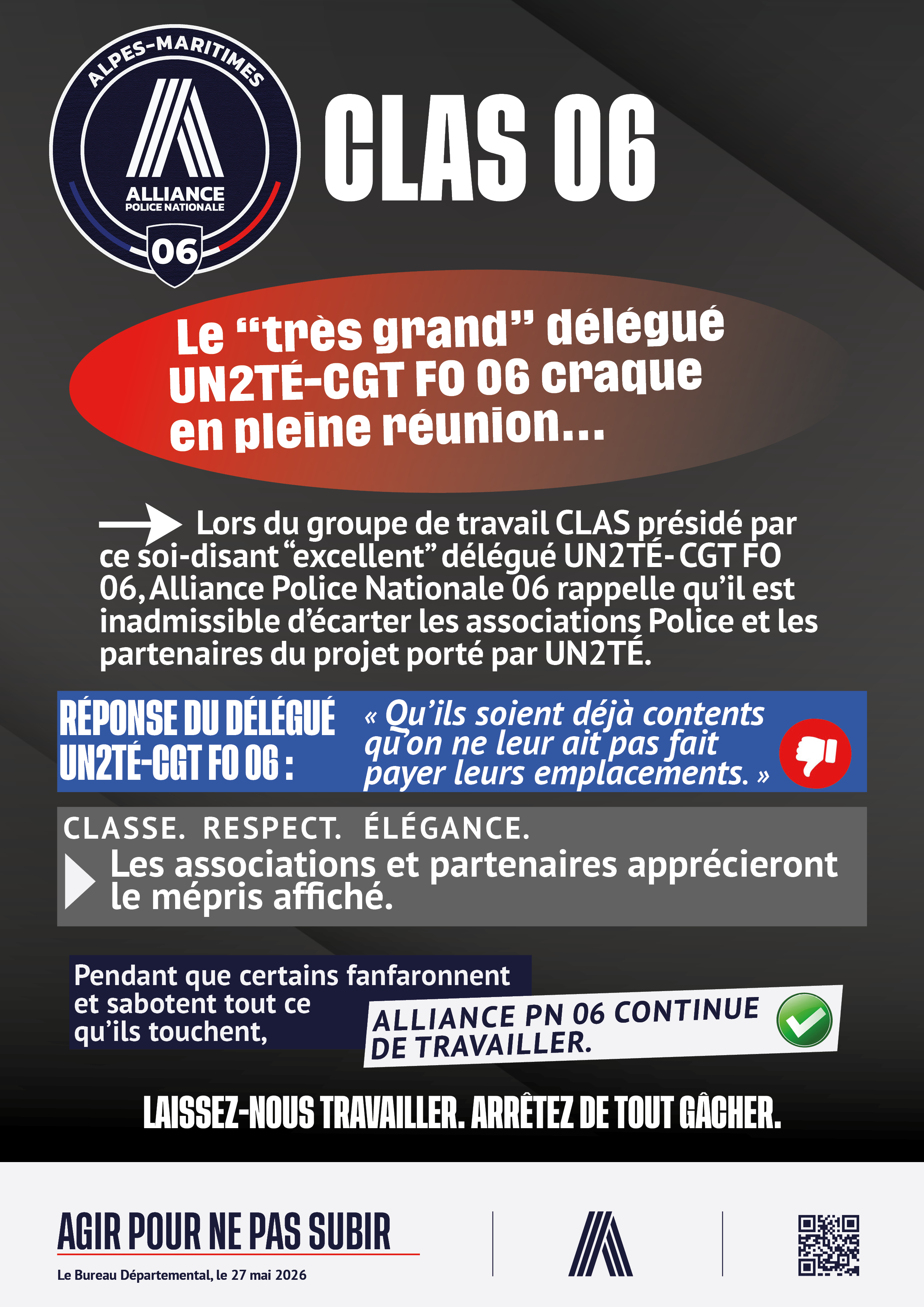 CLAS : le “très grand” délégué UN2TÉ-CGT FO 06 craque en pleine réunion…