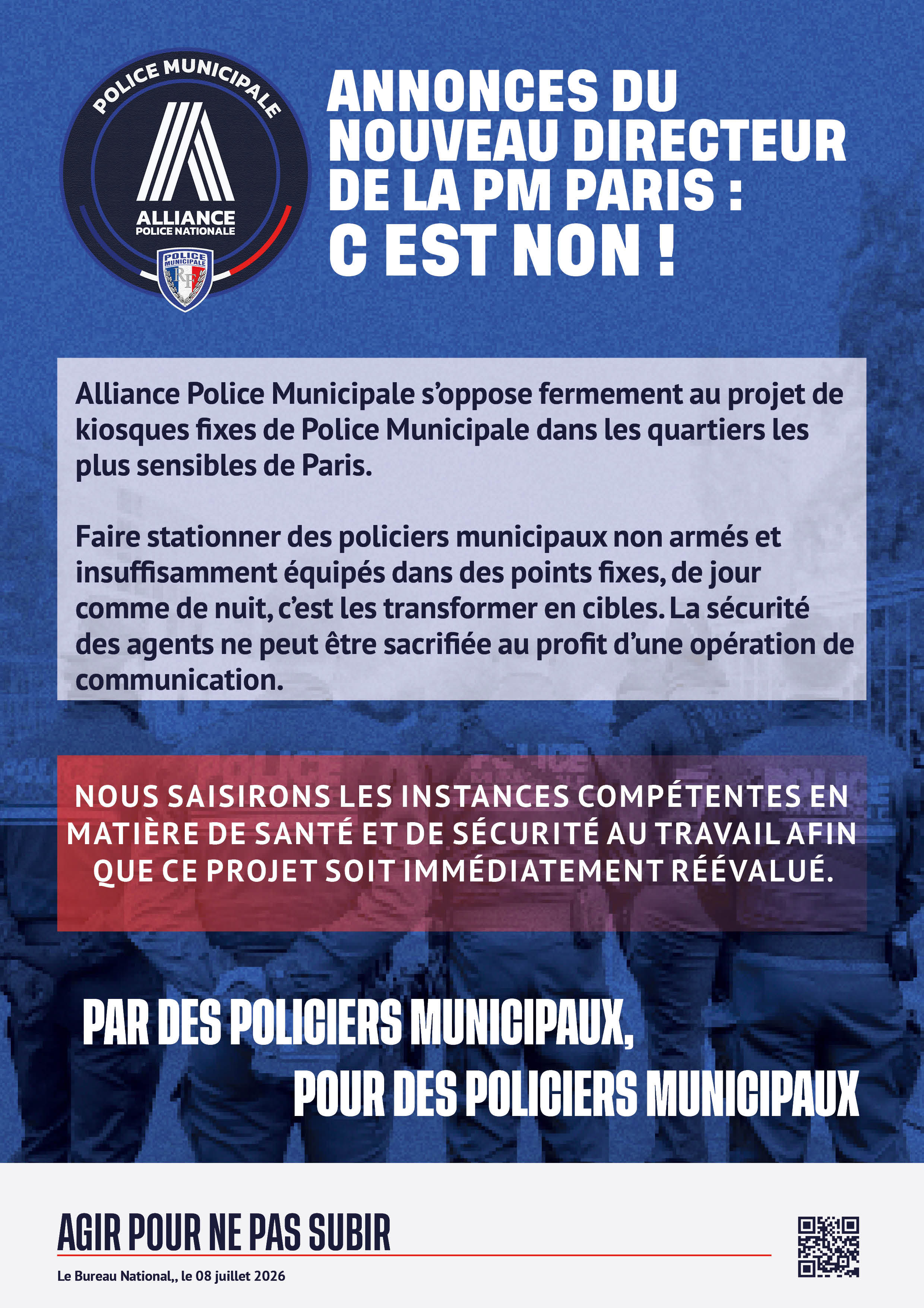 Annonces du nouveau directeur de la PM Paris : c est non !