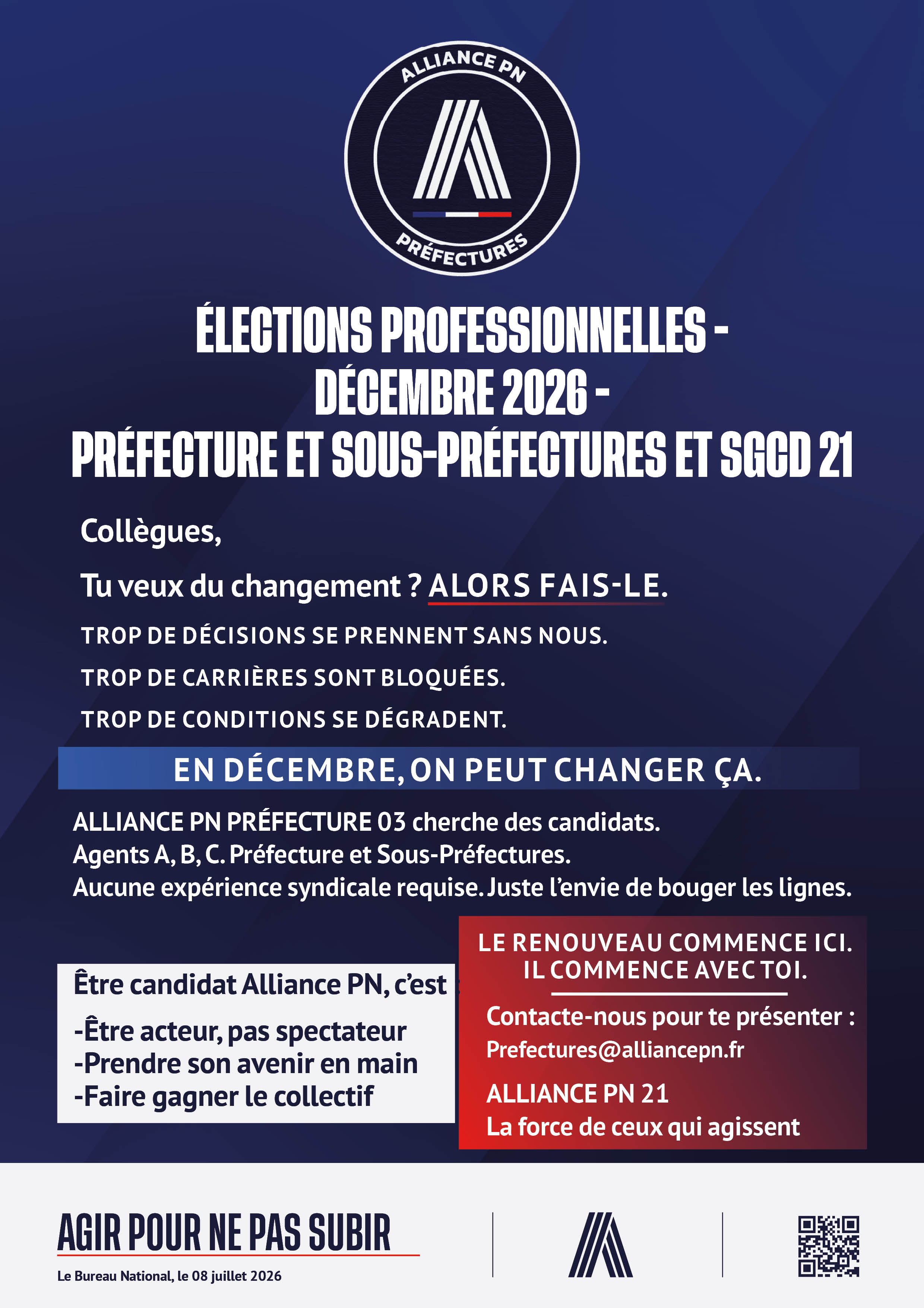 ÉLECTIONS PROFESSIONNELLES - DÉCEMBRE 2026 - PRÉFECTURE, SOUS-PRÉFECTURE, SGCD 21