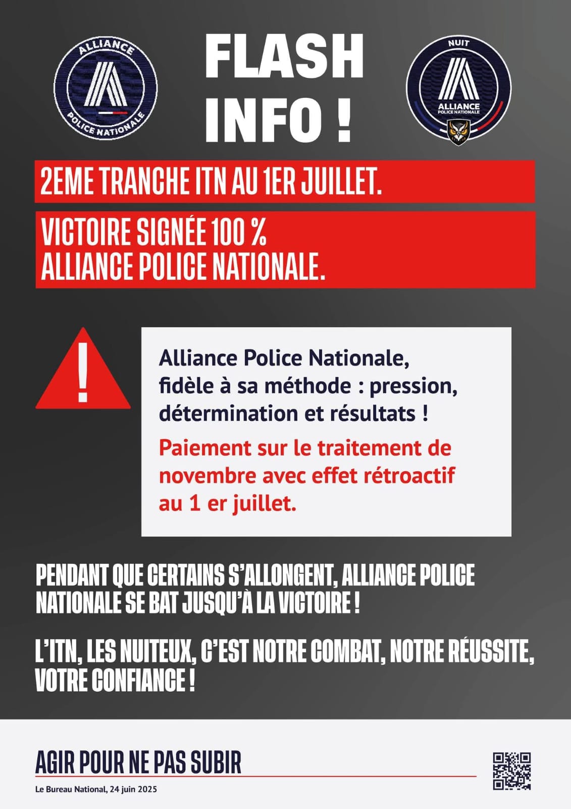 FLASH INFO ! 2EME TRANCHE ITN AU 1ER JUILLET.