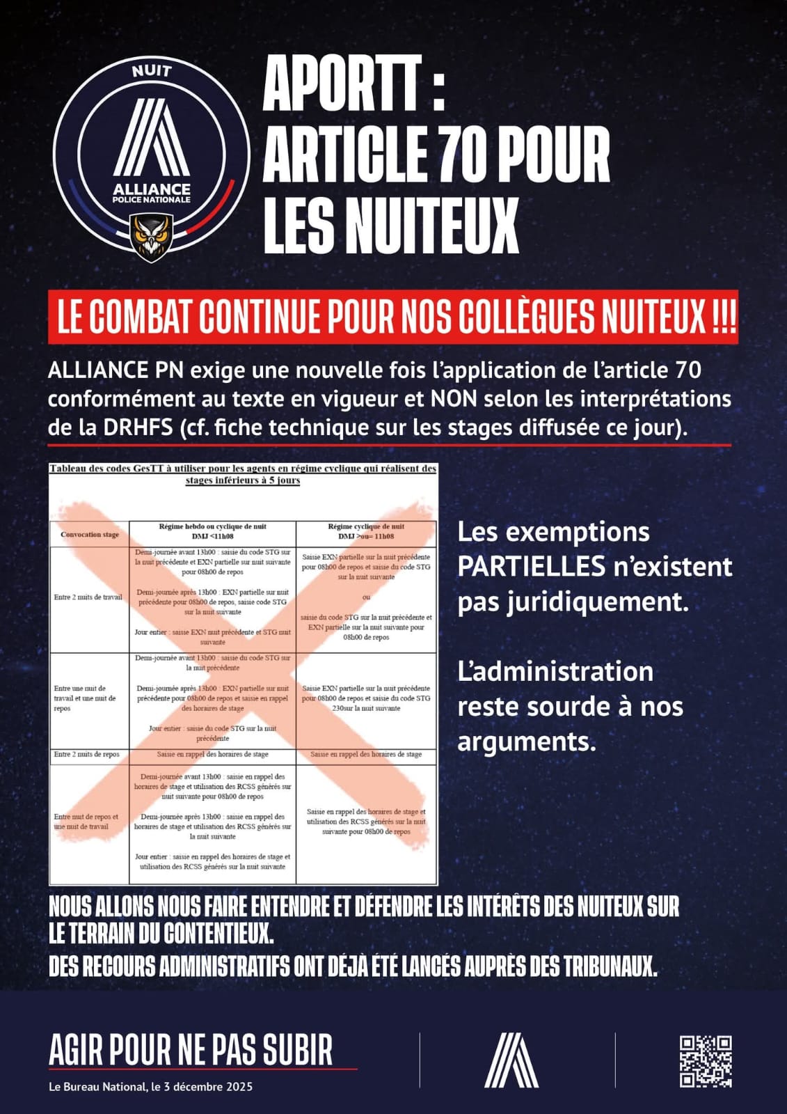 APORTT : ARTICLE 70 POUR LES NUITEUX