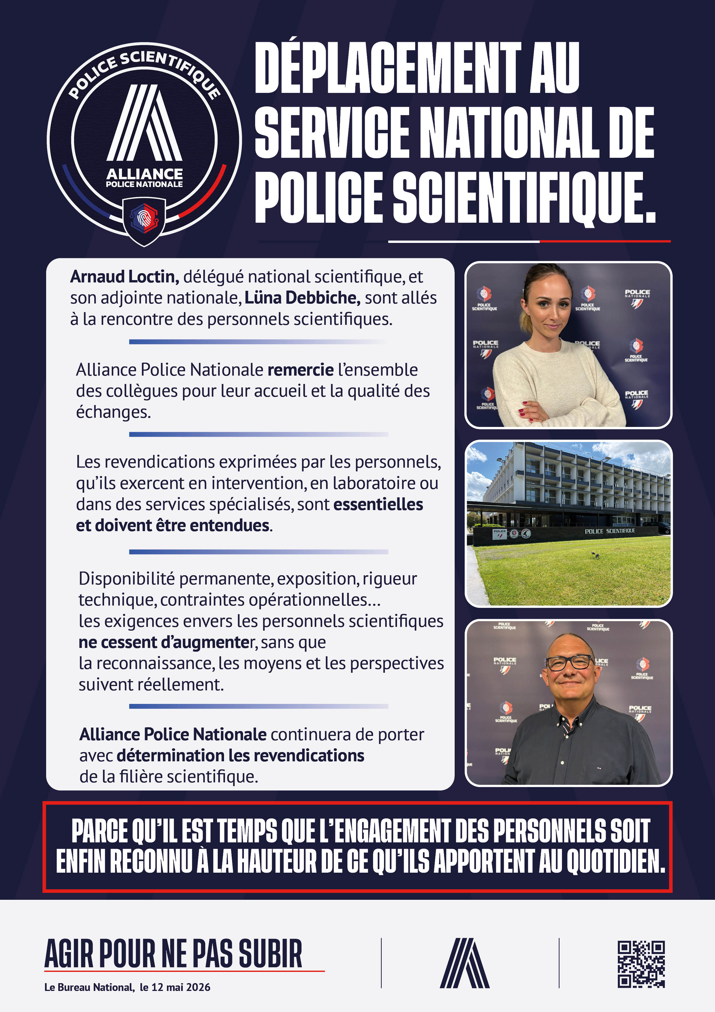 DÉPLACEMENT AU SERVICE NATIONAL DE POLICE SCIENTIFIQUE