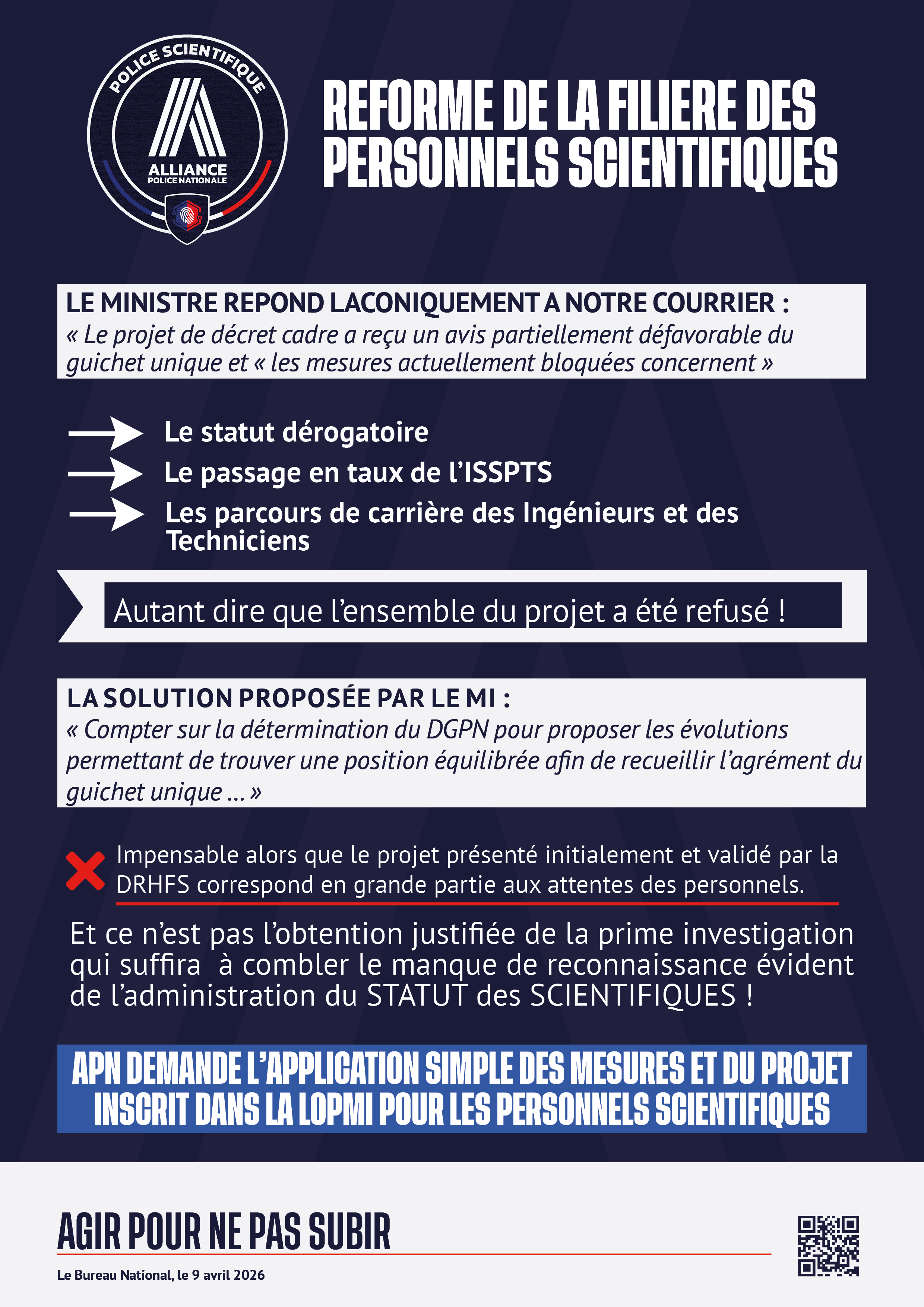 RÉFORME DE LA FILIÈRE DES PERSONNELS SCIENTIFIQUES