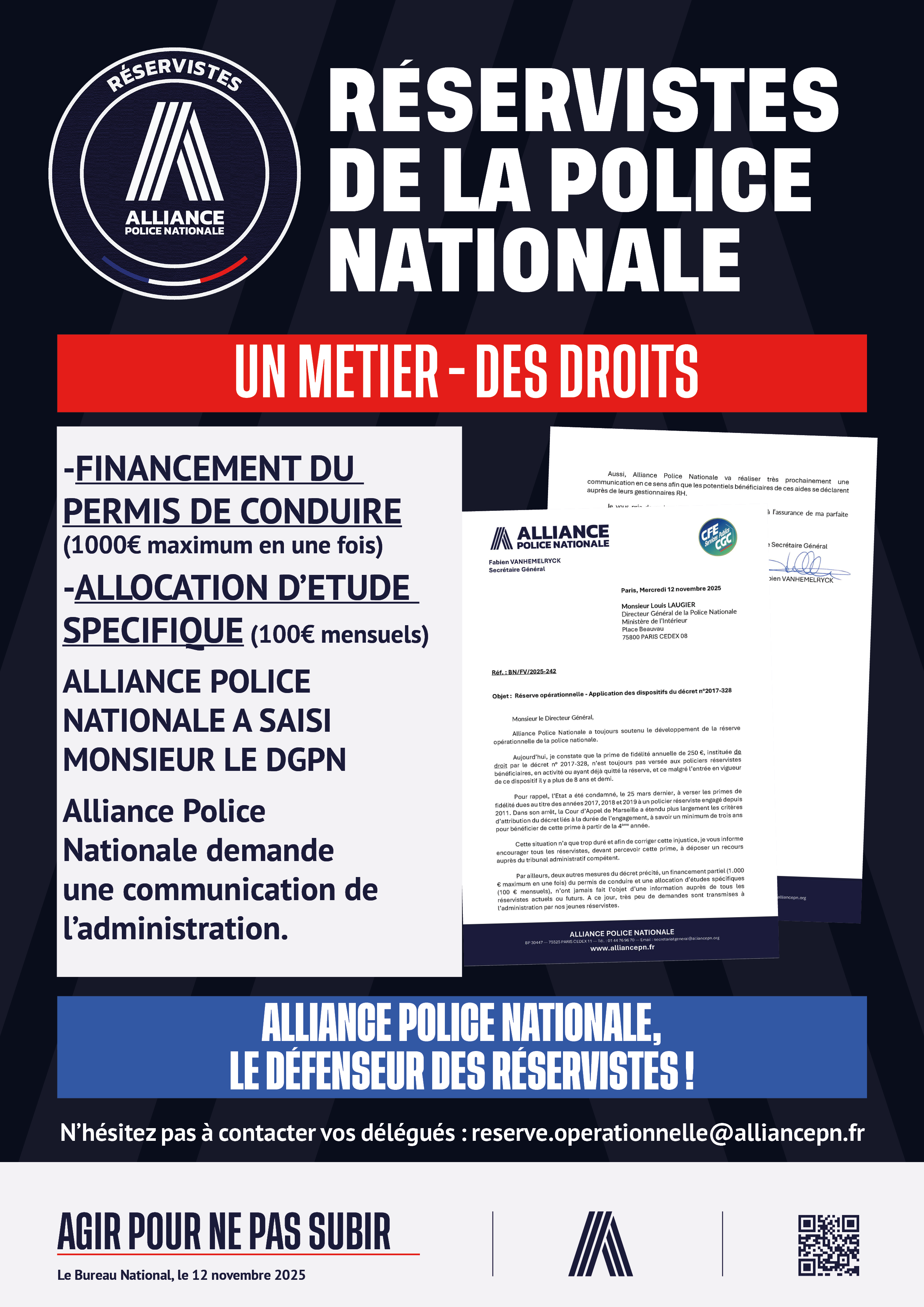 RÉSERVISTES DE LA POLICE NATIONALE UN MÉTIER – DES DROITS