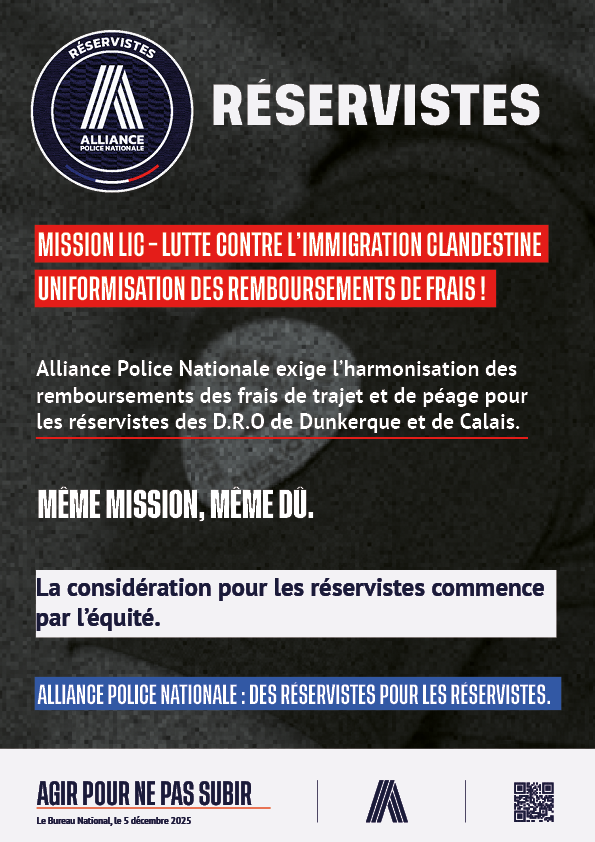 RÉSERVISTES MISSION LIC – LUTTE CONTRE L’IMMIGRATION CLANDESTINE UNIFORMISATION DES REMBOURSEMENTS DE FRAIS !