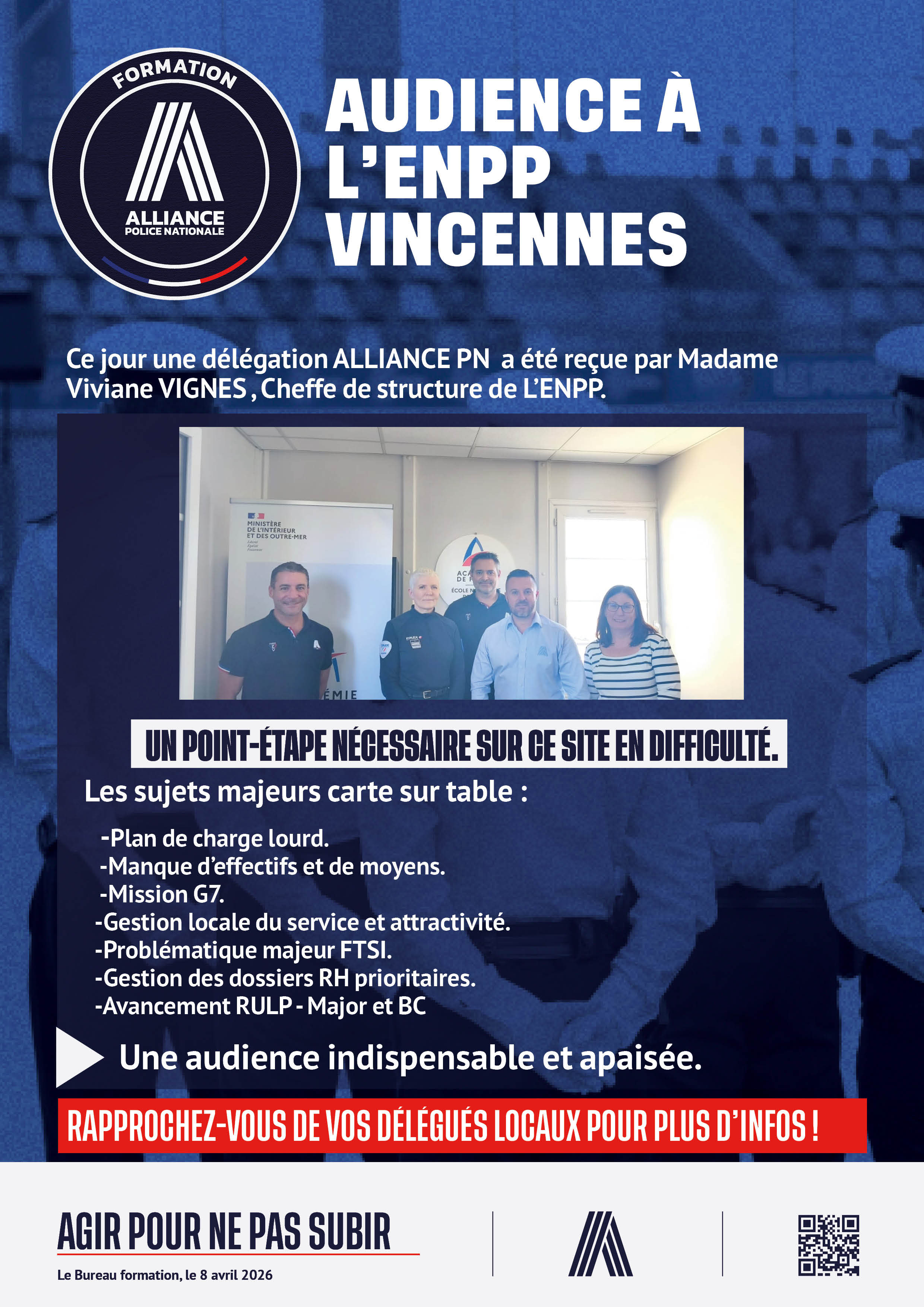 AUDIENCE À L’ENPP VINCENNES