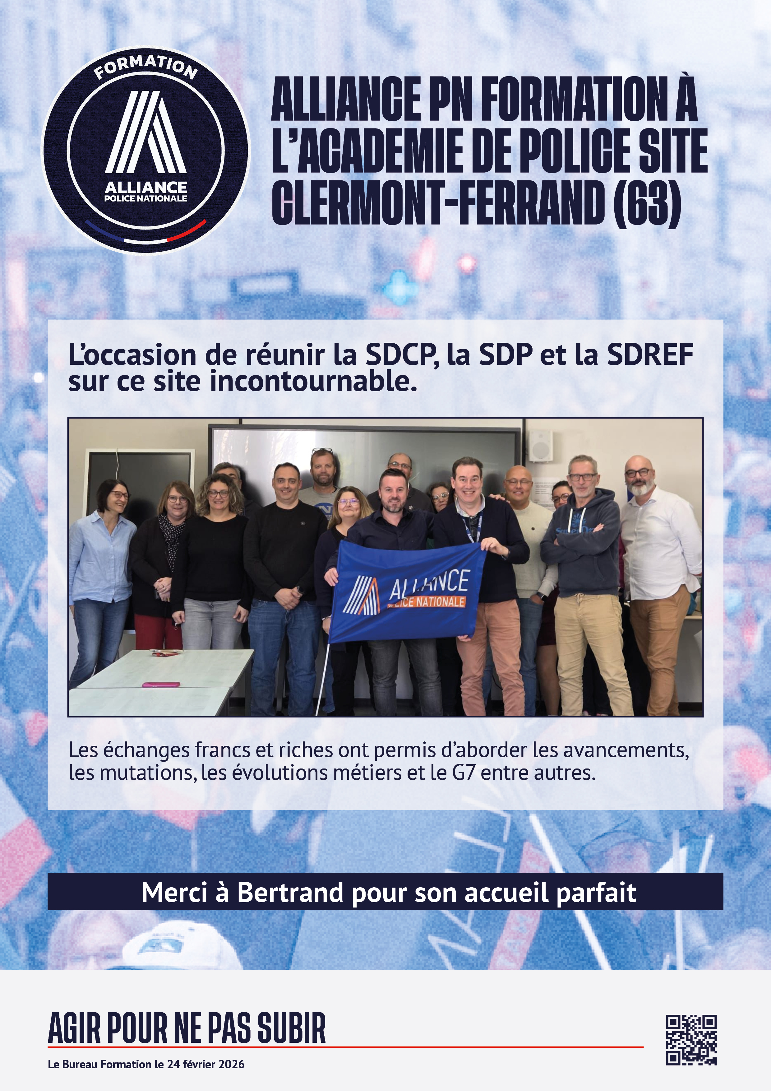 ALLIANCE PN FORMATION À L’ACADÉMIE DE POLICE SITE CLERMONT-FERRAND (63)