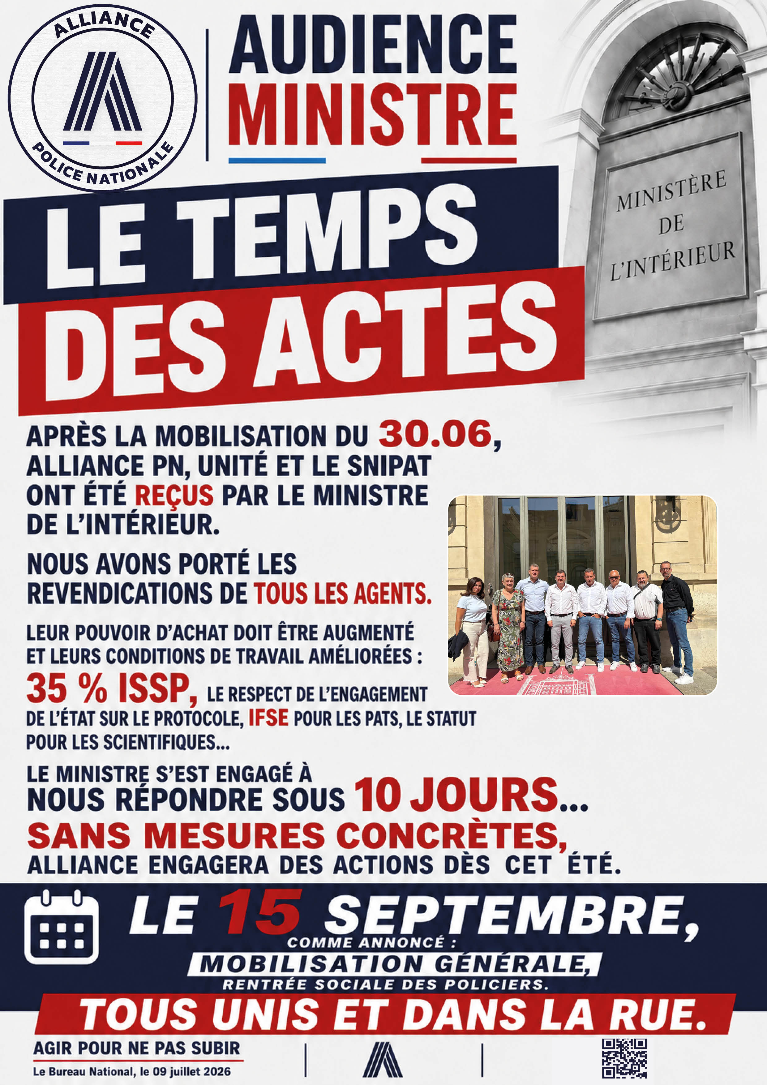 Audience ministre Le temps des actes