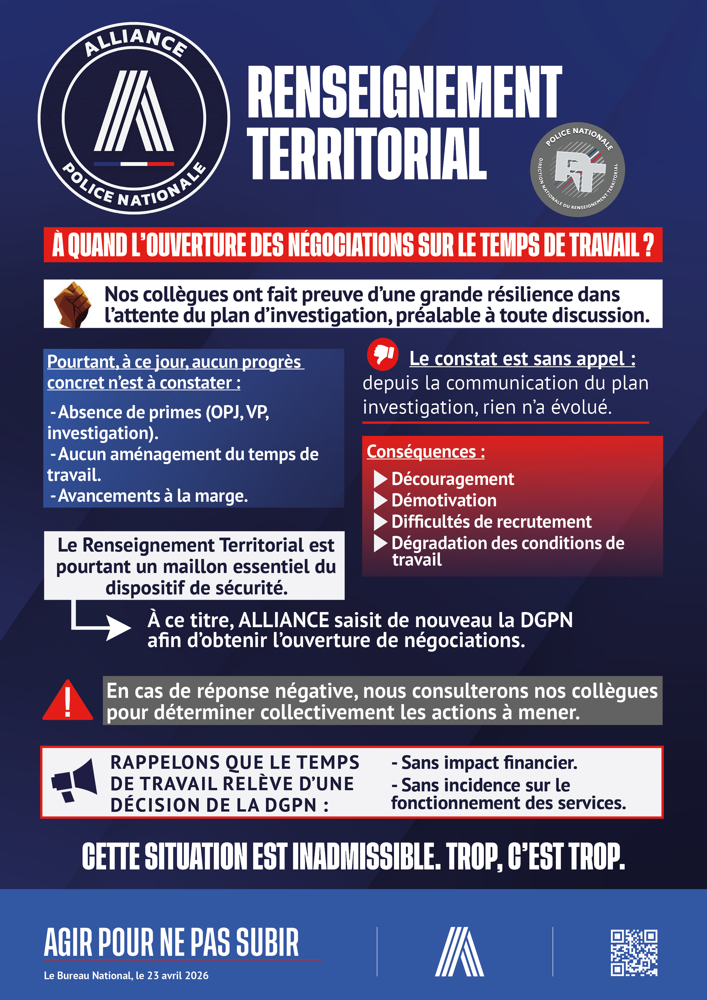 À QUAND L'OUVERTURE DES NÉGOCIATIONS SUR LE TEMPS DE TRAVAIL ?