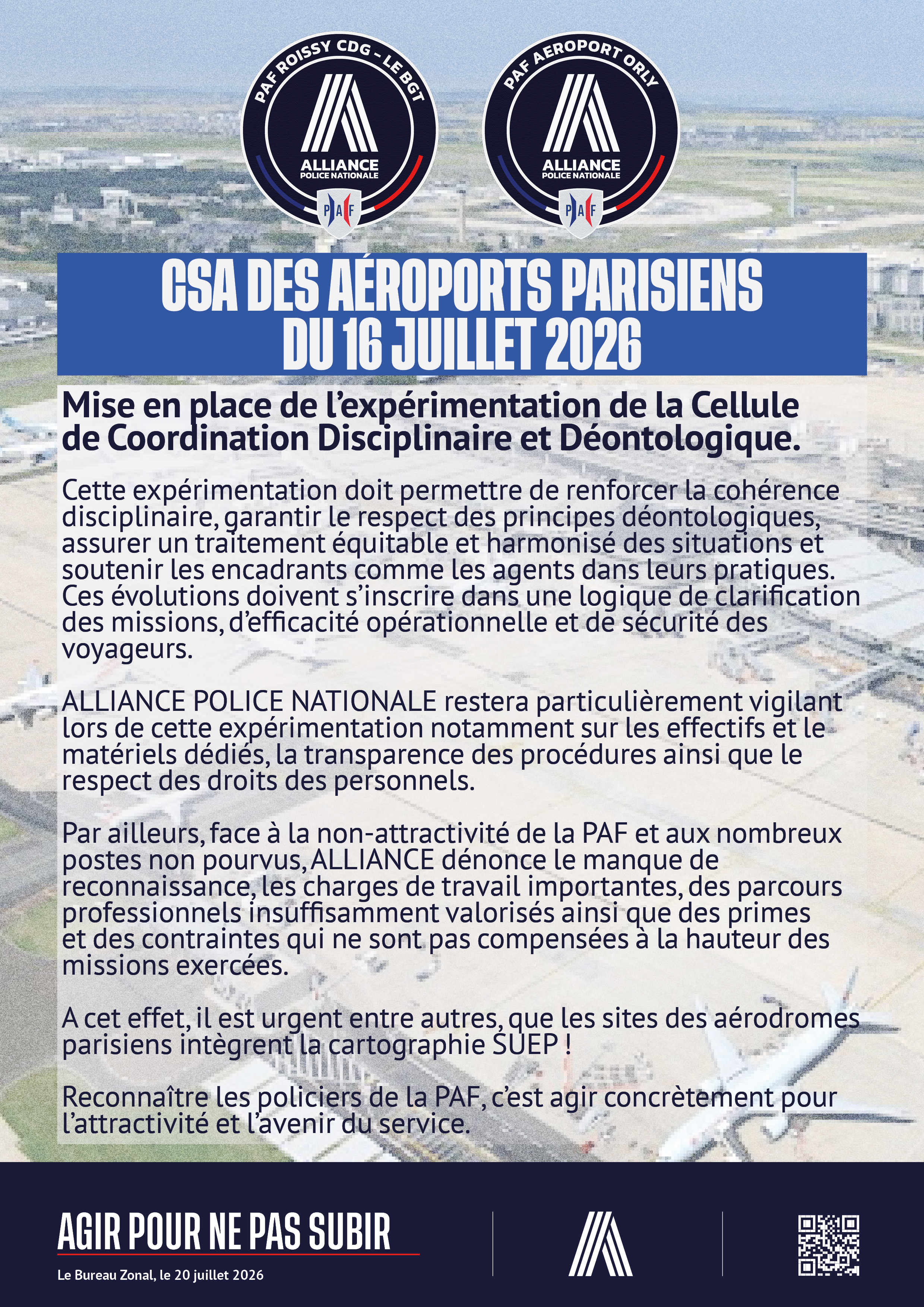 CSA DES aéroports parisiens 16 JUILLET - expérimentation