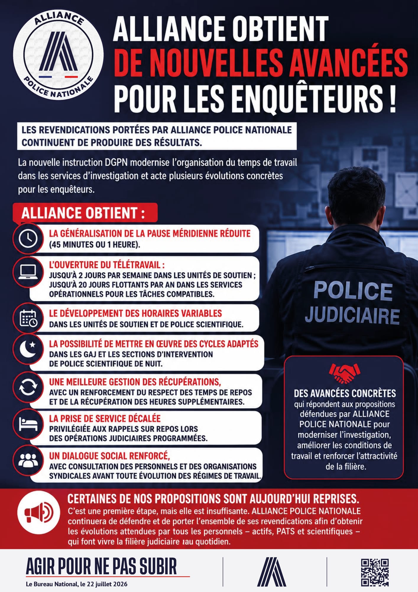 ALLIANCE OBTIENT DE NOUVELLES AVANCées pour les enquêteurs