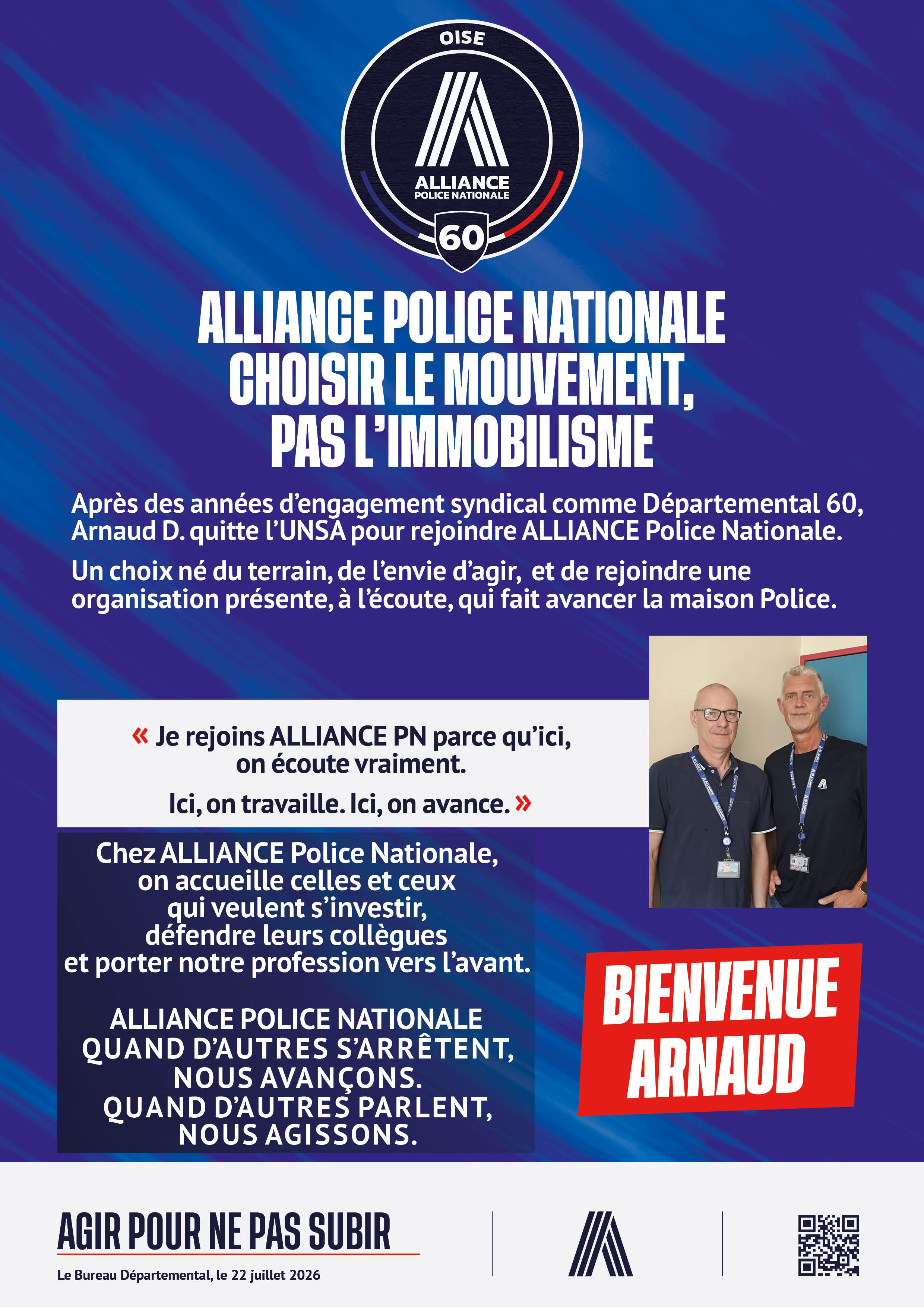 ALLIANCE POLICE NATIONALE – CHOISIR LE MOUVEMENT, PAS L’IMMOBILISME