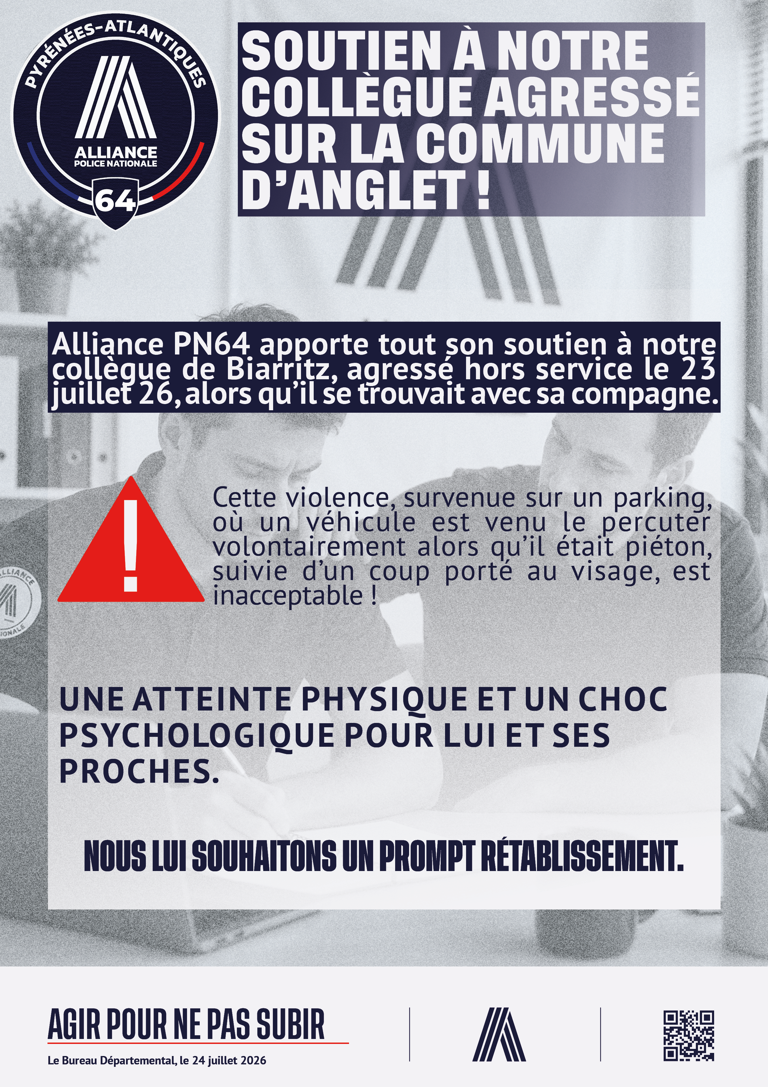 SOUTIEN collègue agressé sur la commune d'Anglet