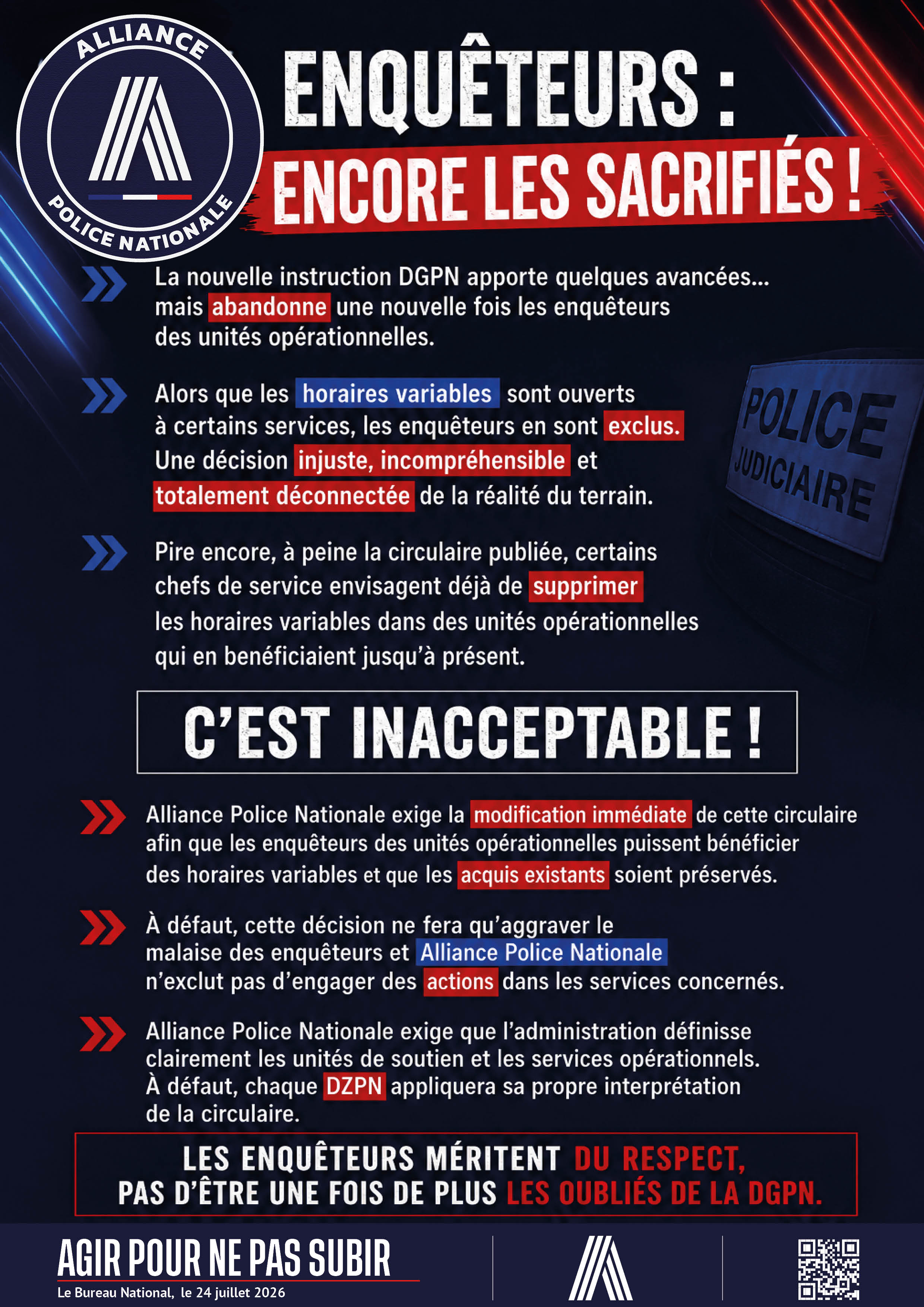 Enquêteurs : encore les sacrifiés !