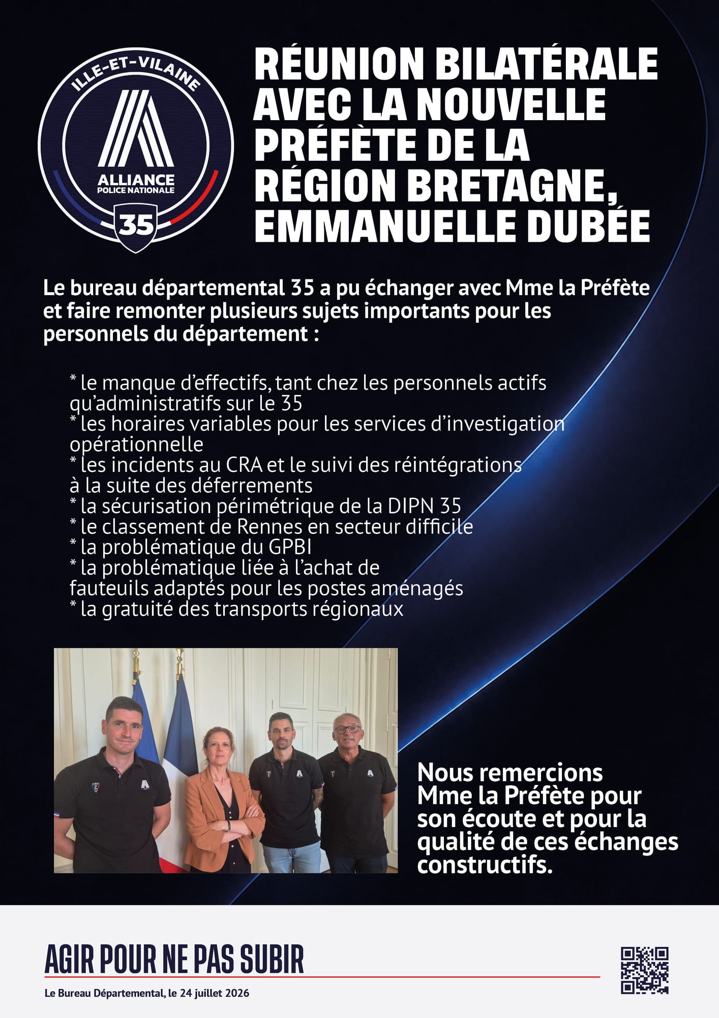 réunion avec la préfète de le région bretagne