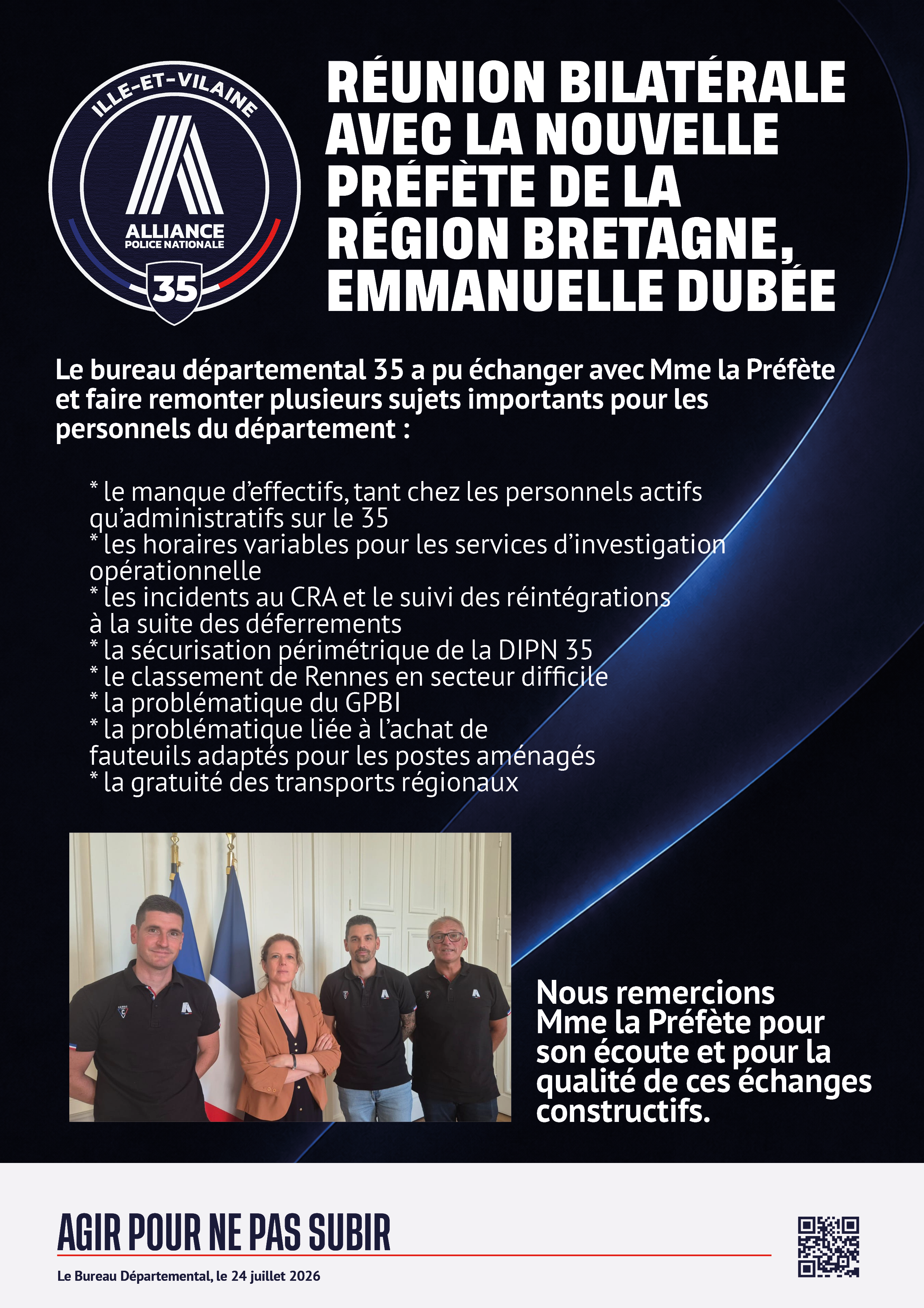 réunion avec la préfète de le région bretagne