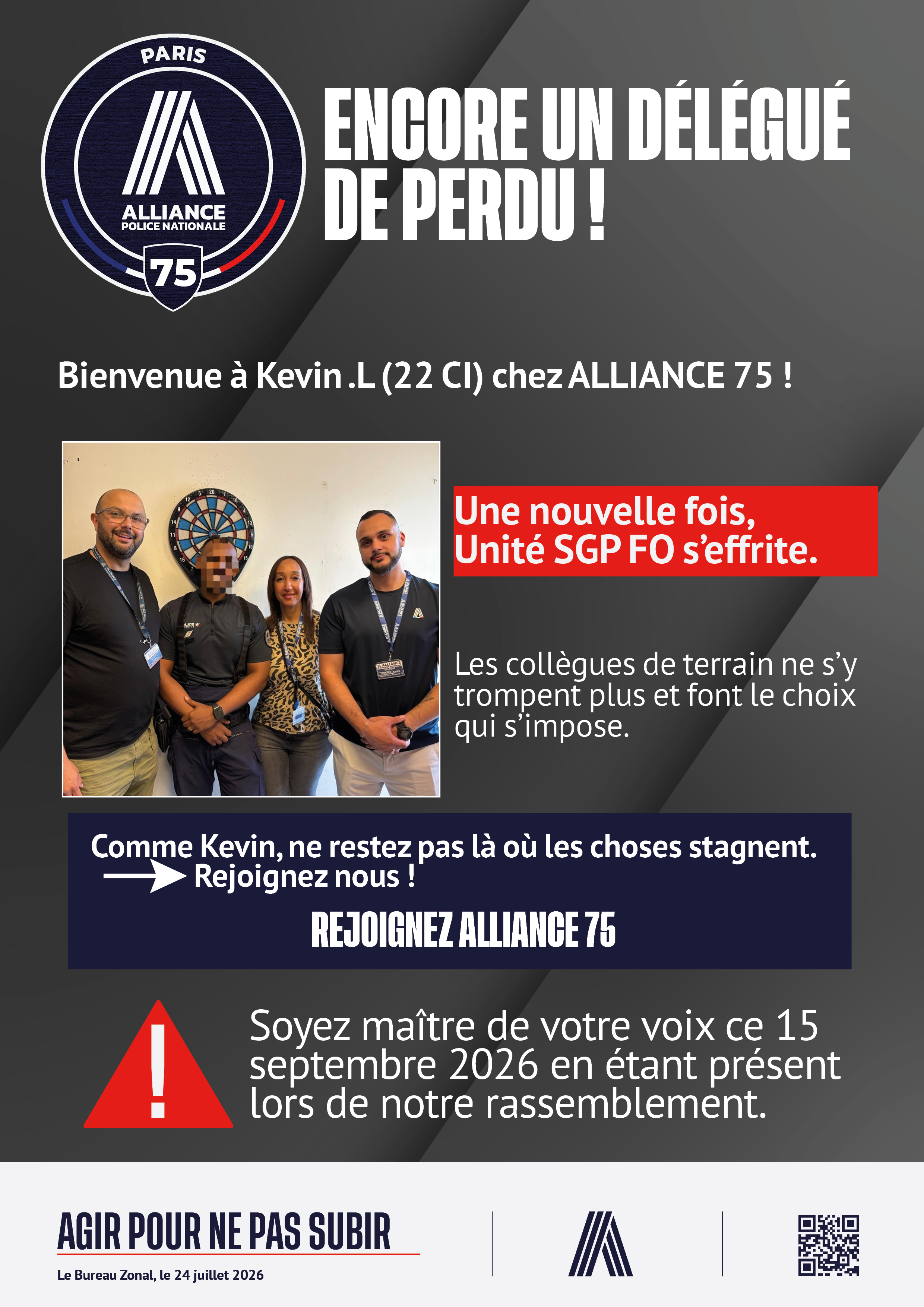 encore un délégué de perdu ! unité s'effrite.