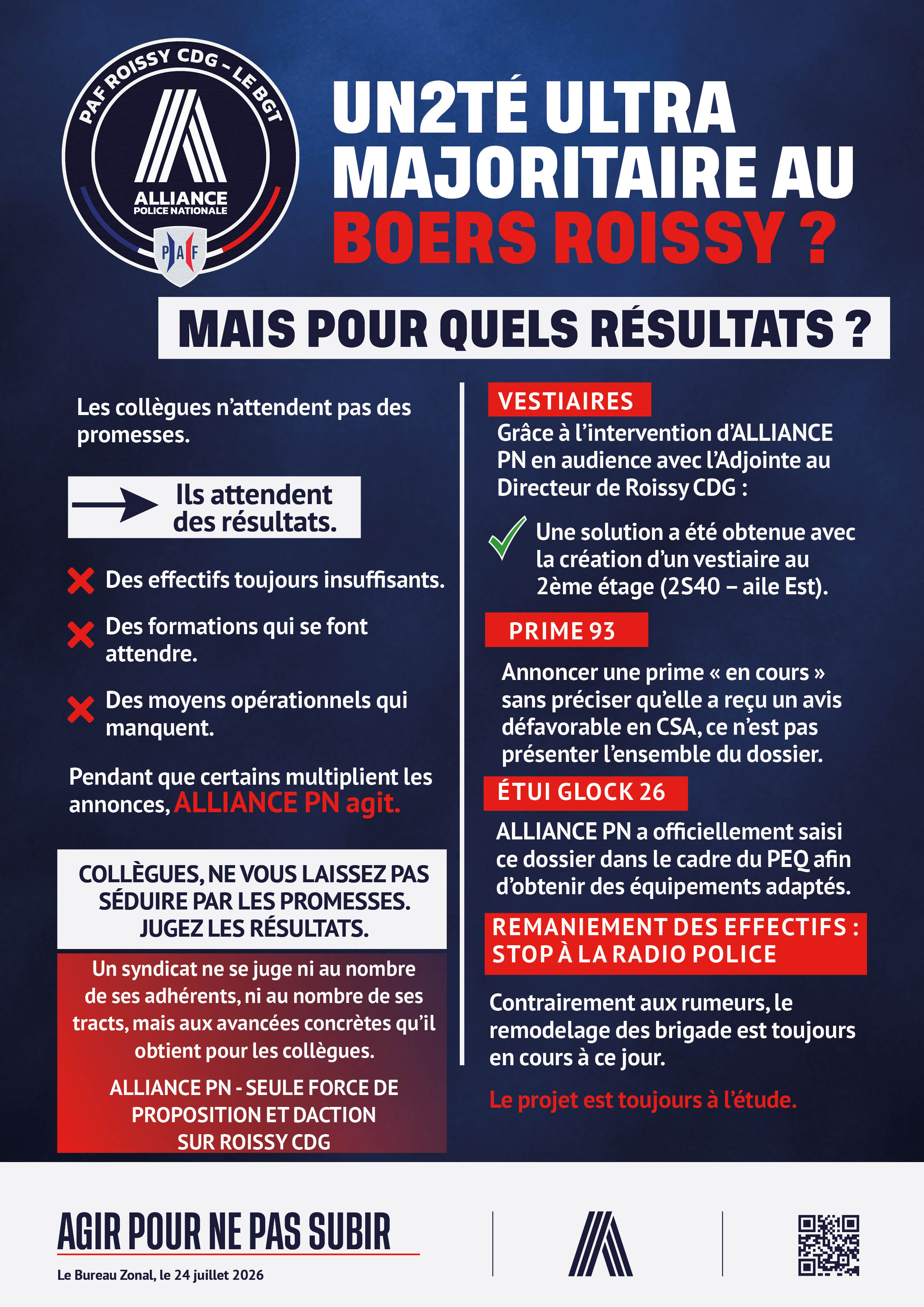 UN2TÉ ULTRA MAJORITAIRE AU BOERS ROISSY ? … MAIS POUR QUELS RÉSULTATS ?