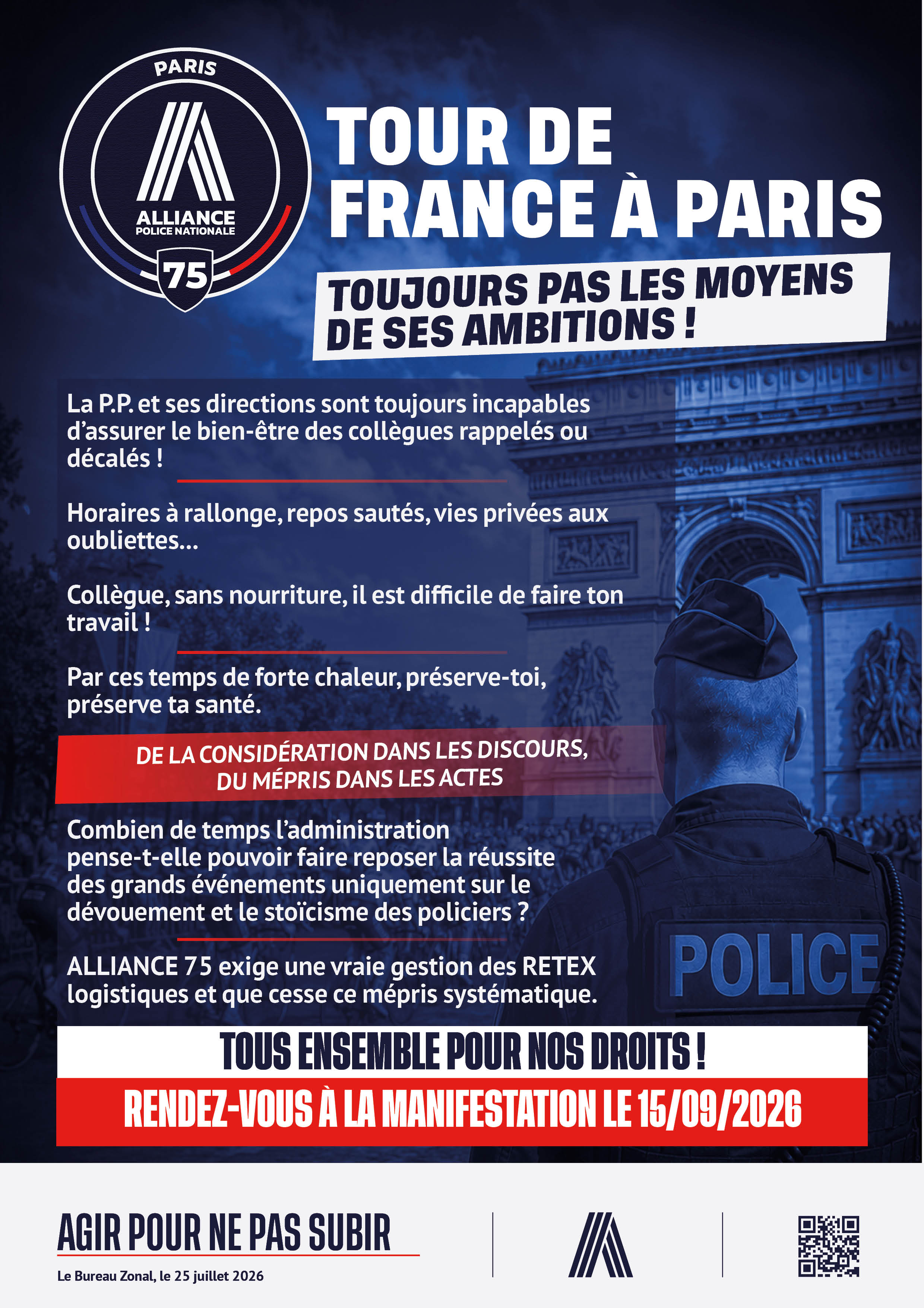 TOUR DE FRANCE À PARIS TOUJOURS PAS LES MOYENS DE SES AMBITIONS !
