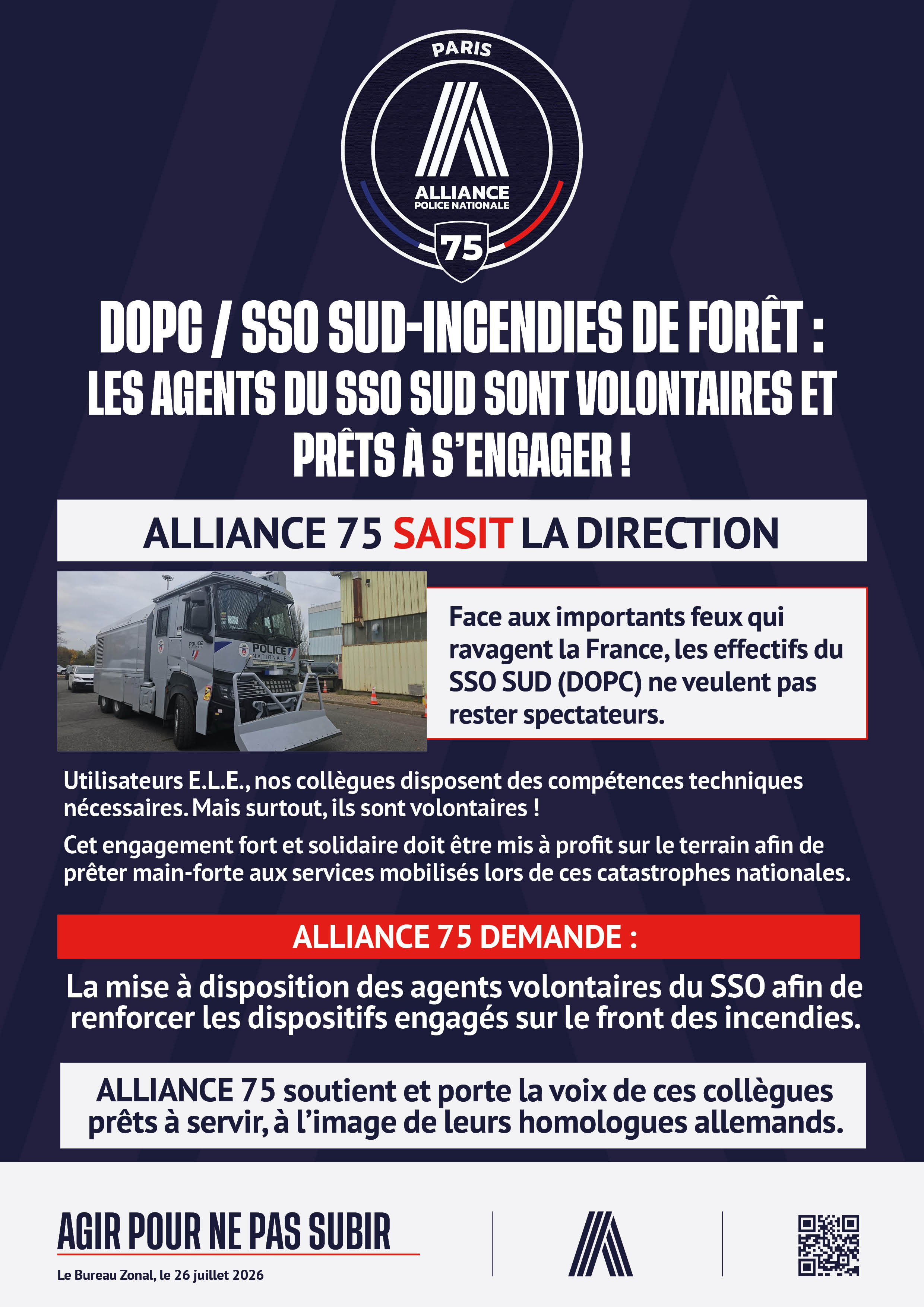 DOPC / SSO SUD INCENDIES DE FORÊT : LES AGENTS DU SSO SUD SONT VOLONTAIRES ET PRÊTS À S'ENGAGER !