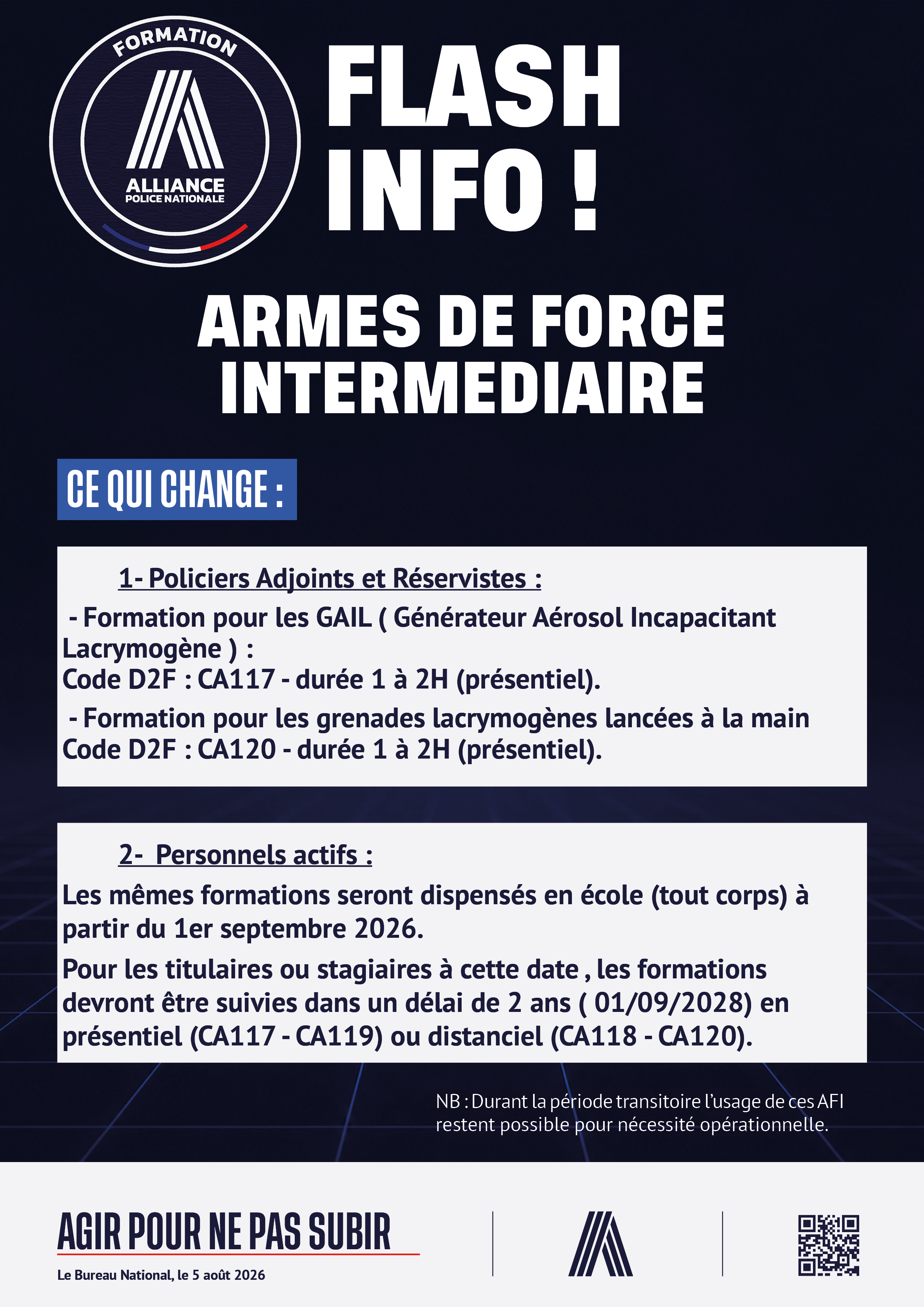flash info - armes de force intermédiaire